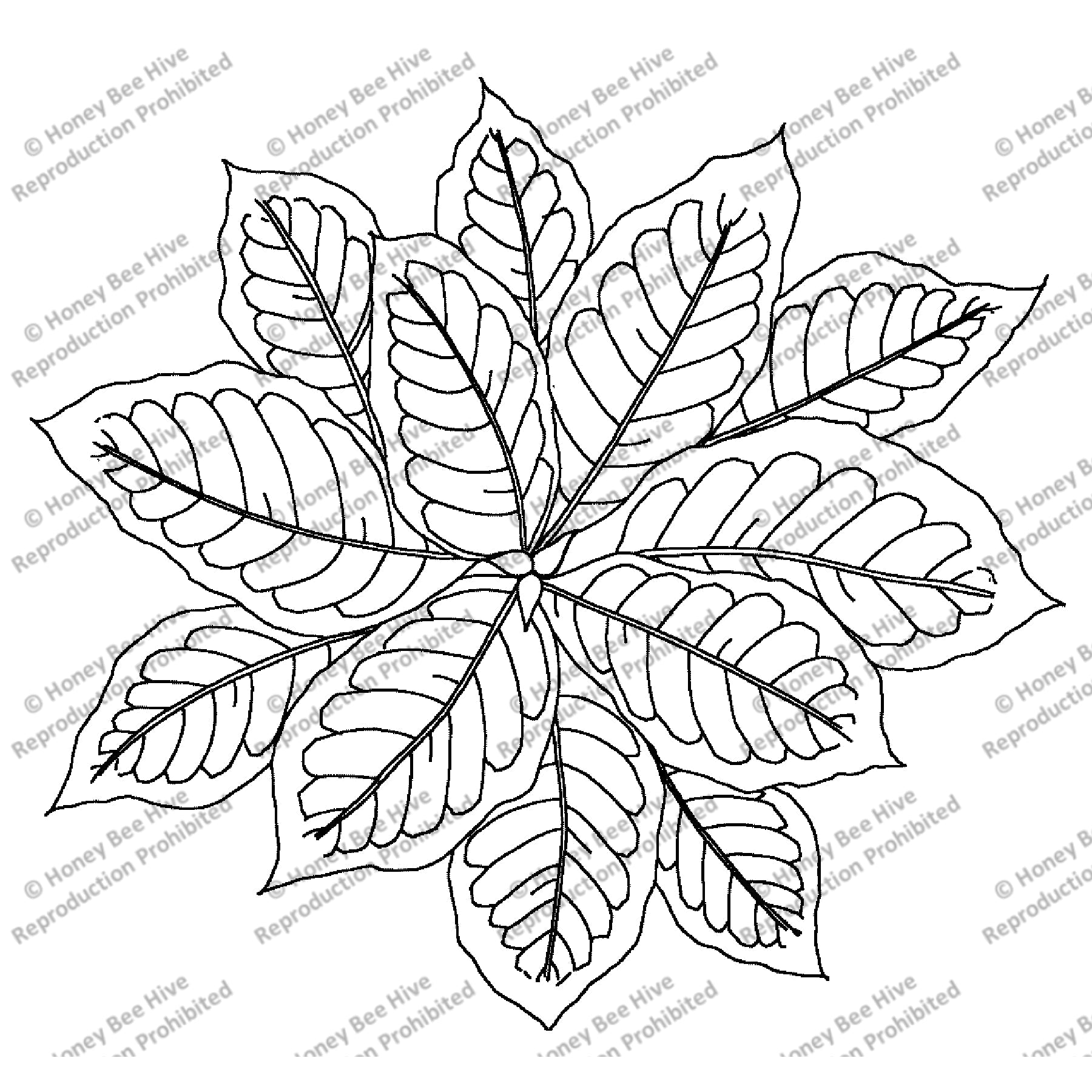 Cicle Of Croton Leaves, rug hooking pattern
