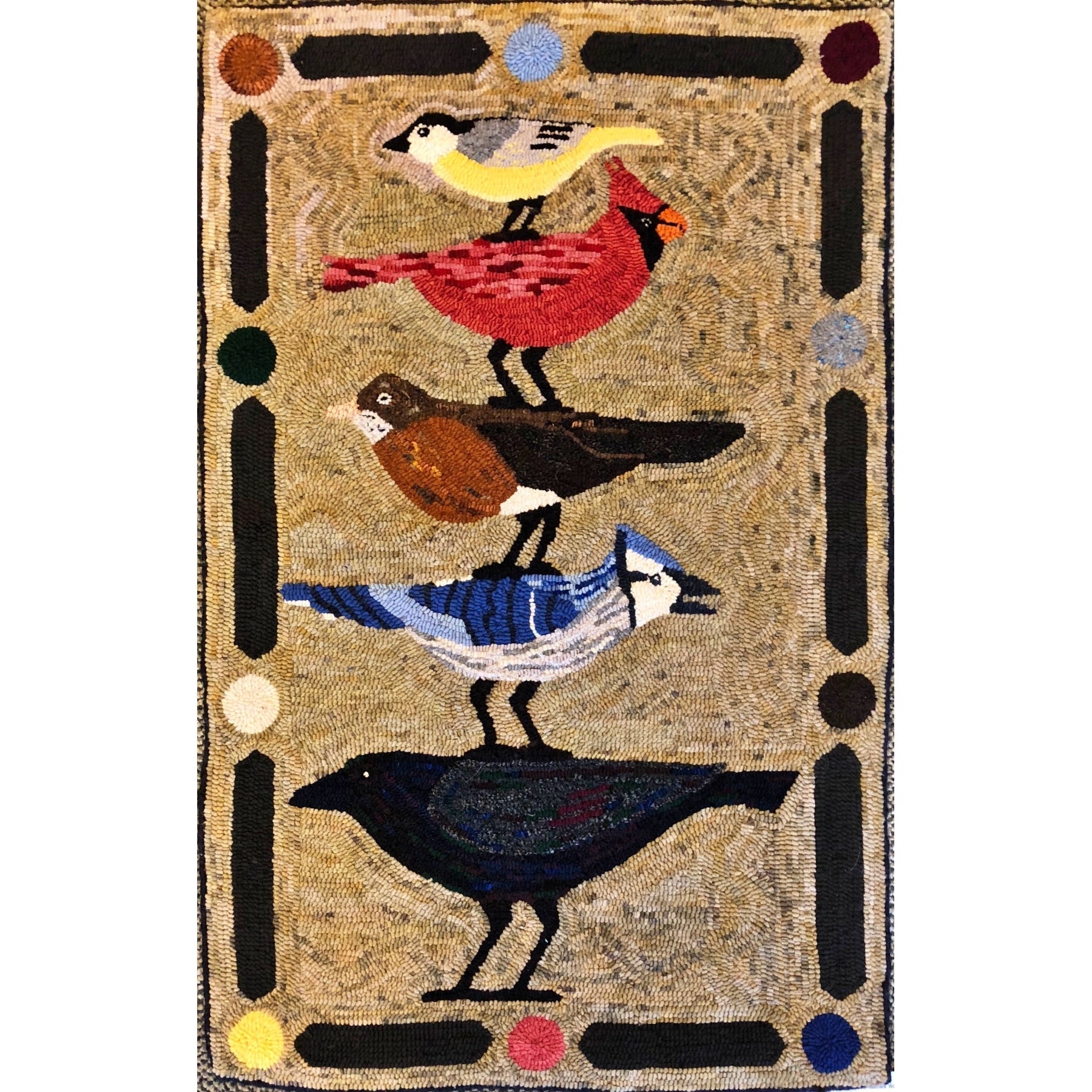 Not of a Feather, rug hooked by Sondra Kellar
