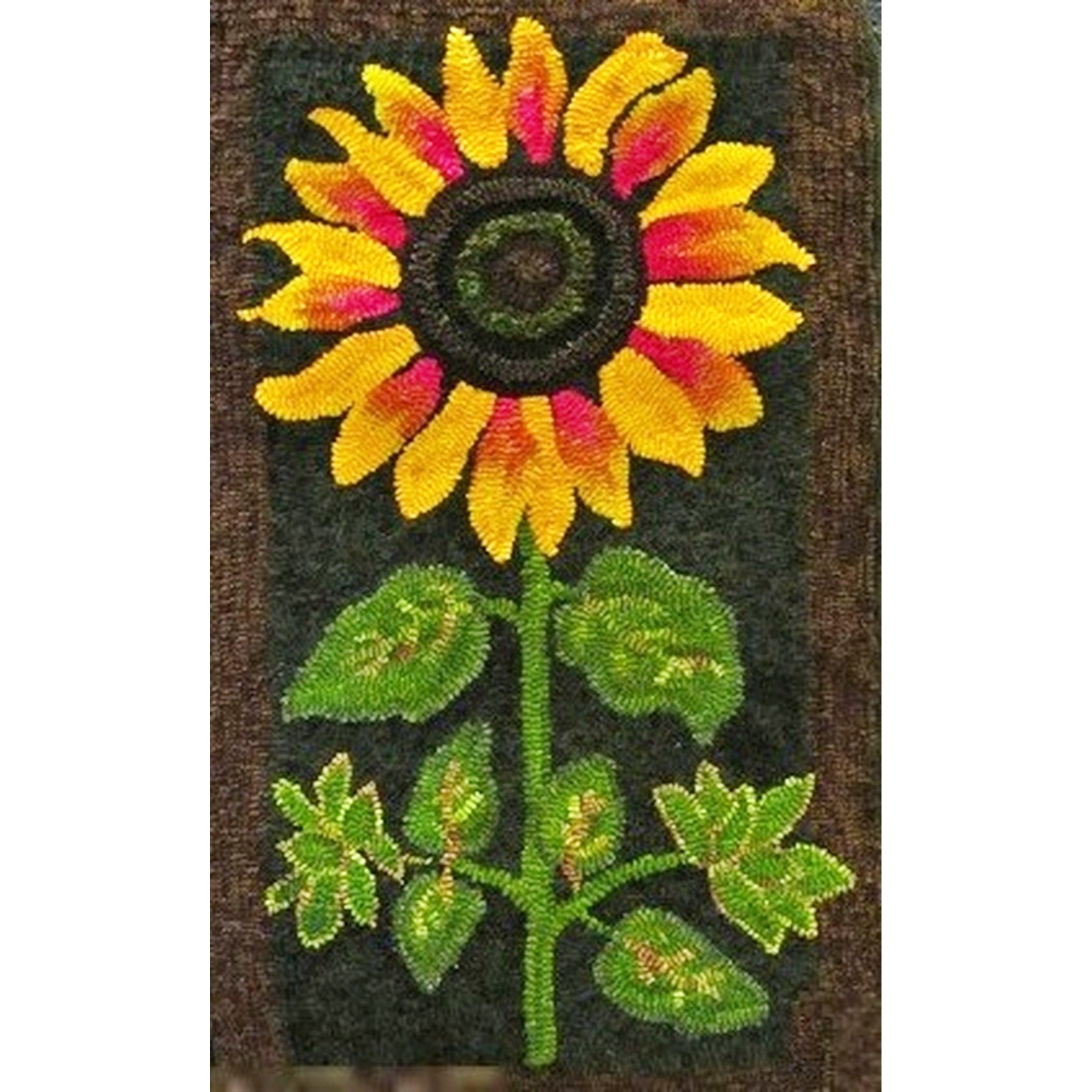 Sunflower, rug hooked by Susan Kleiden