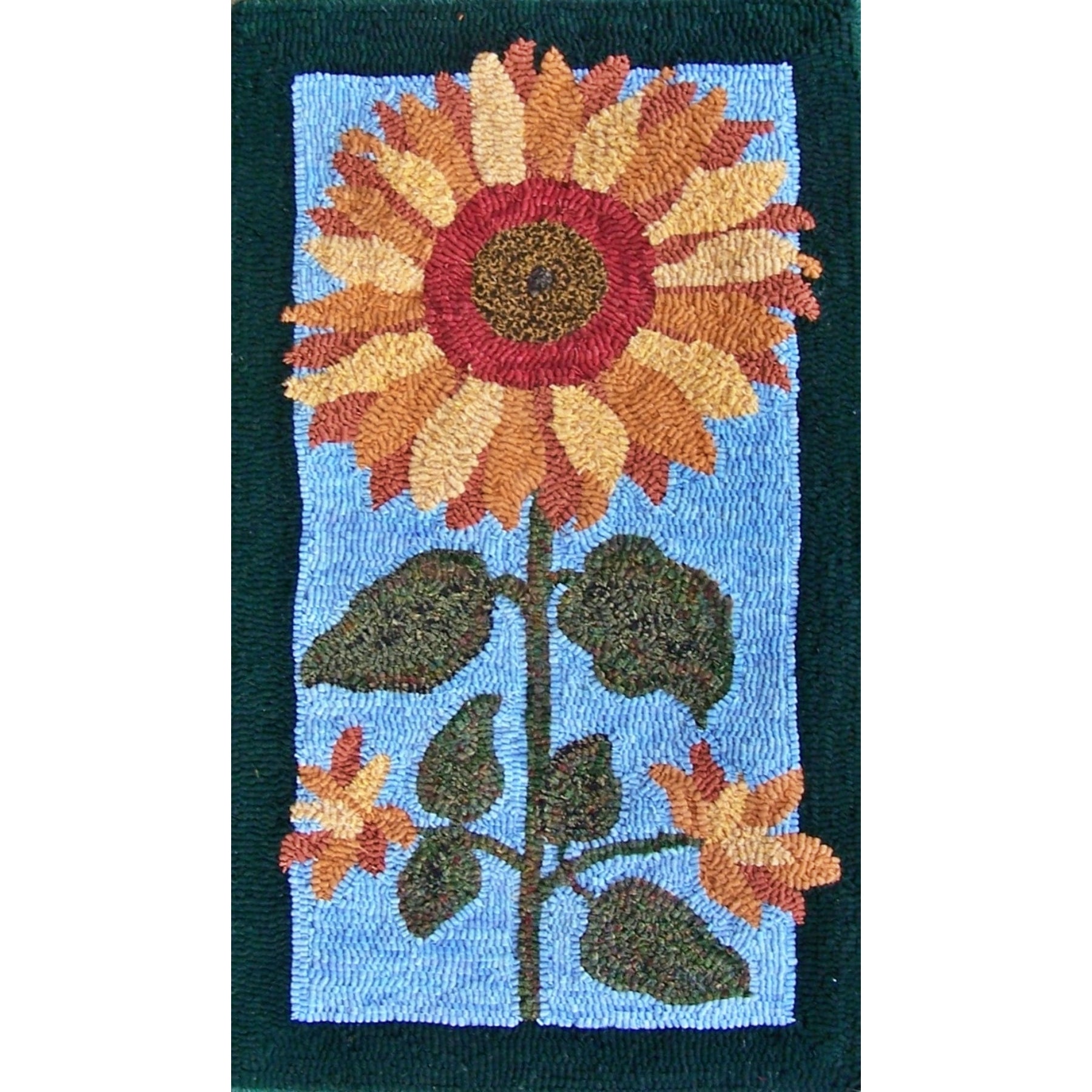 Sunflower, rug hooked by Kathryn Fleming Kovaric