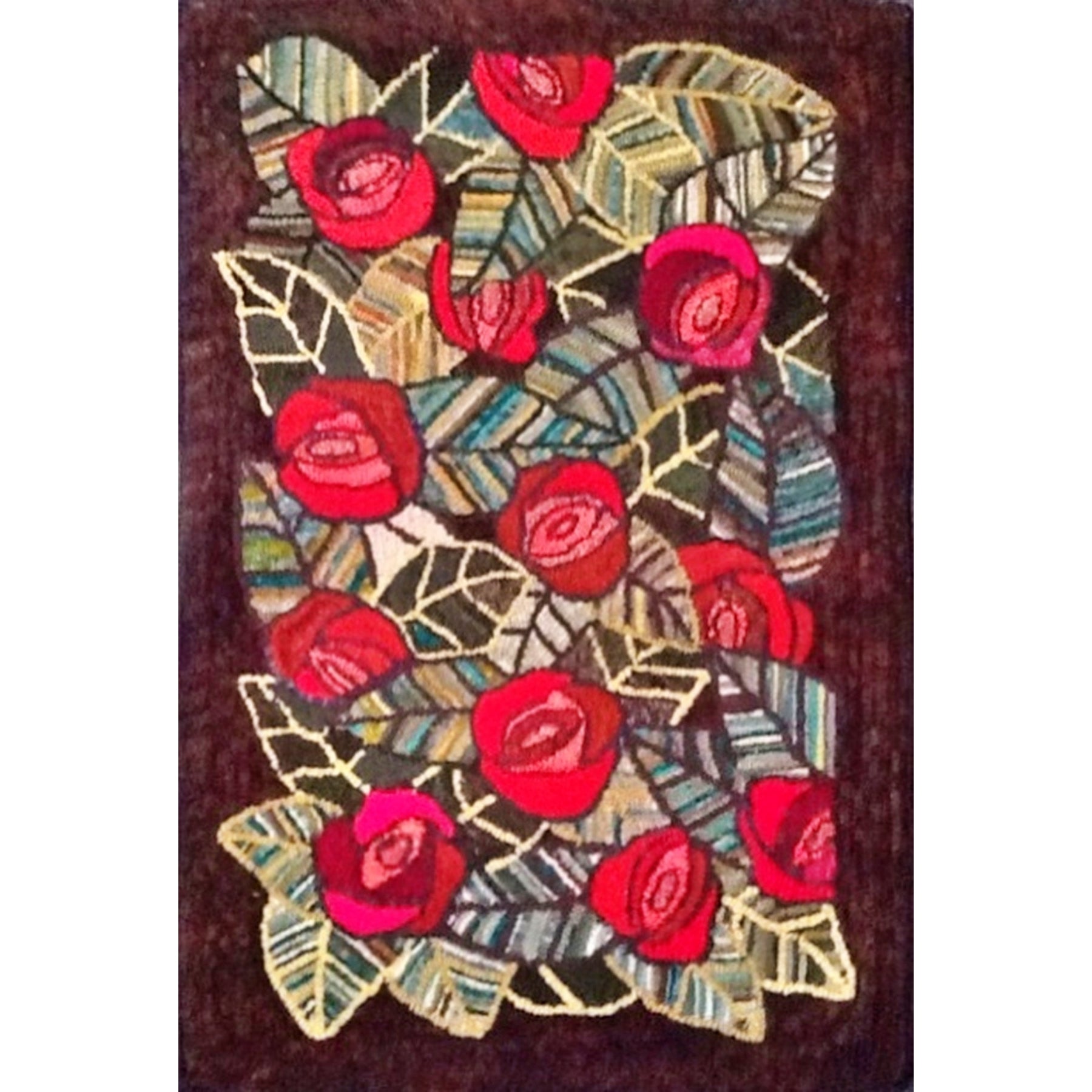 A Dozen Roses, rug hooked by Pam Schmelzle