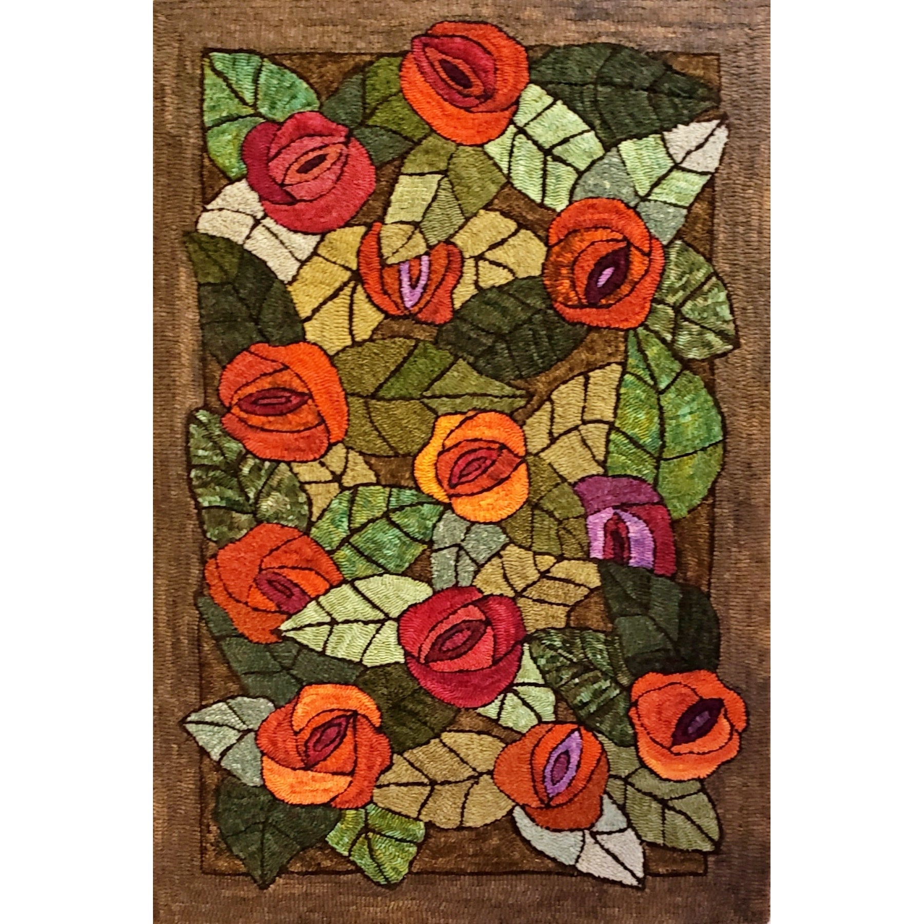 A Dozen Roses, rug hooked by Terryl Ostmo