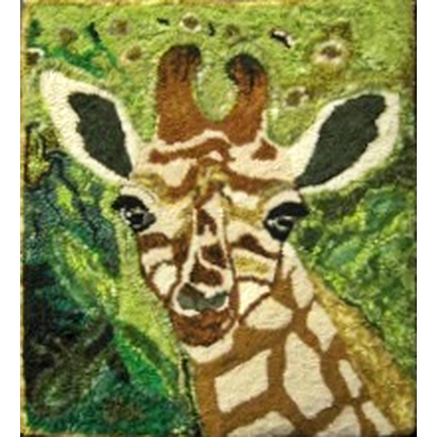 Giraffe, rug hooked by Cheryl Roberts