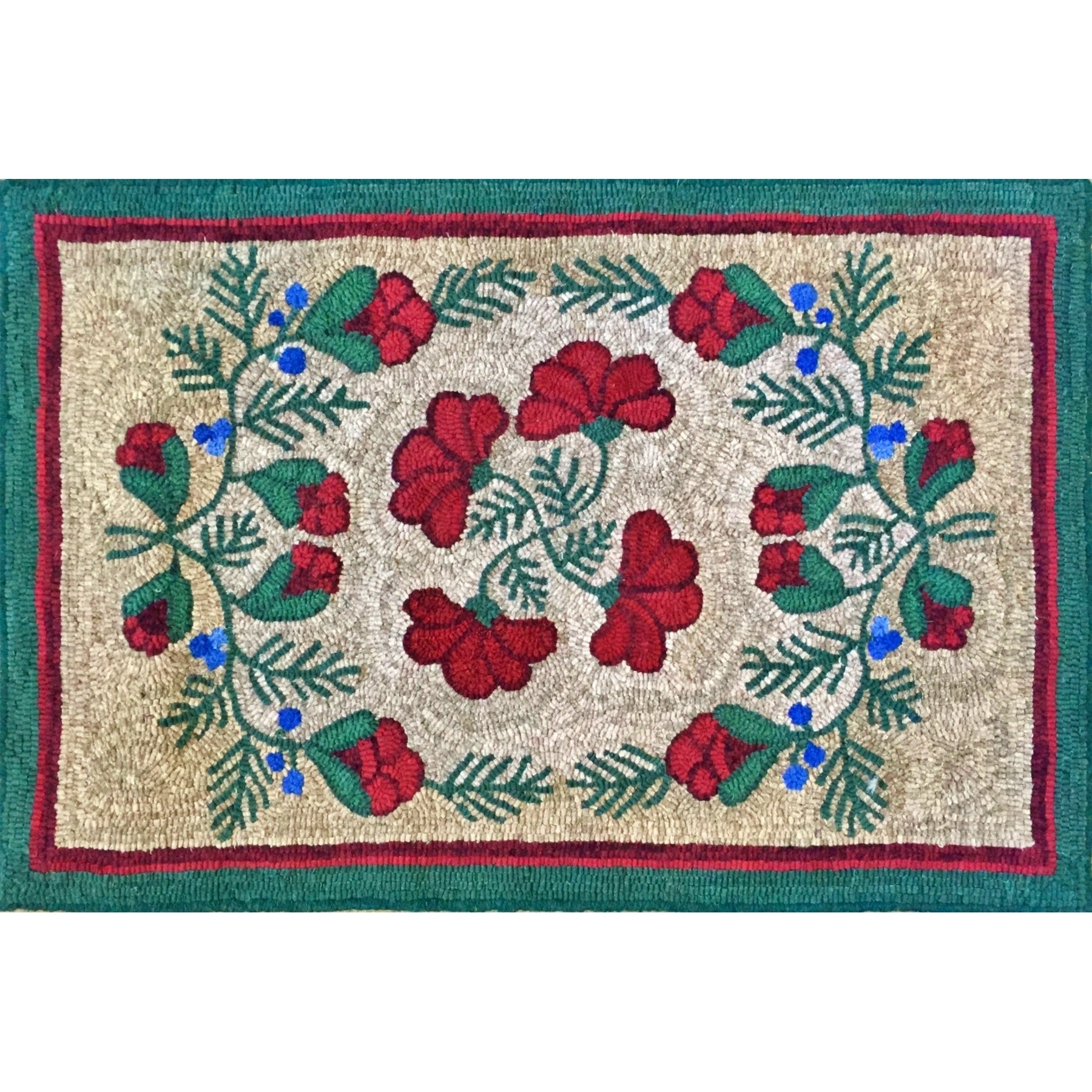 Boughs & Buds, rug hooked by Margaret Bedle