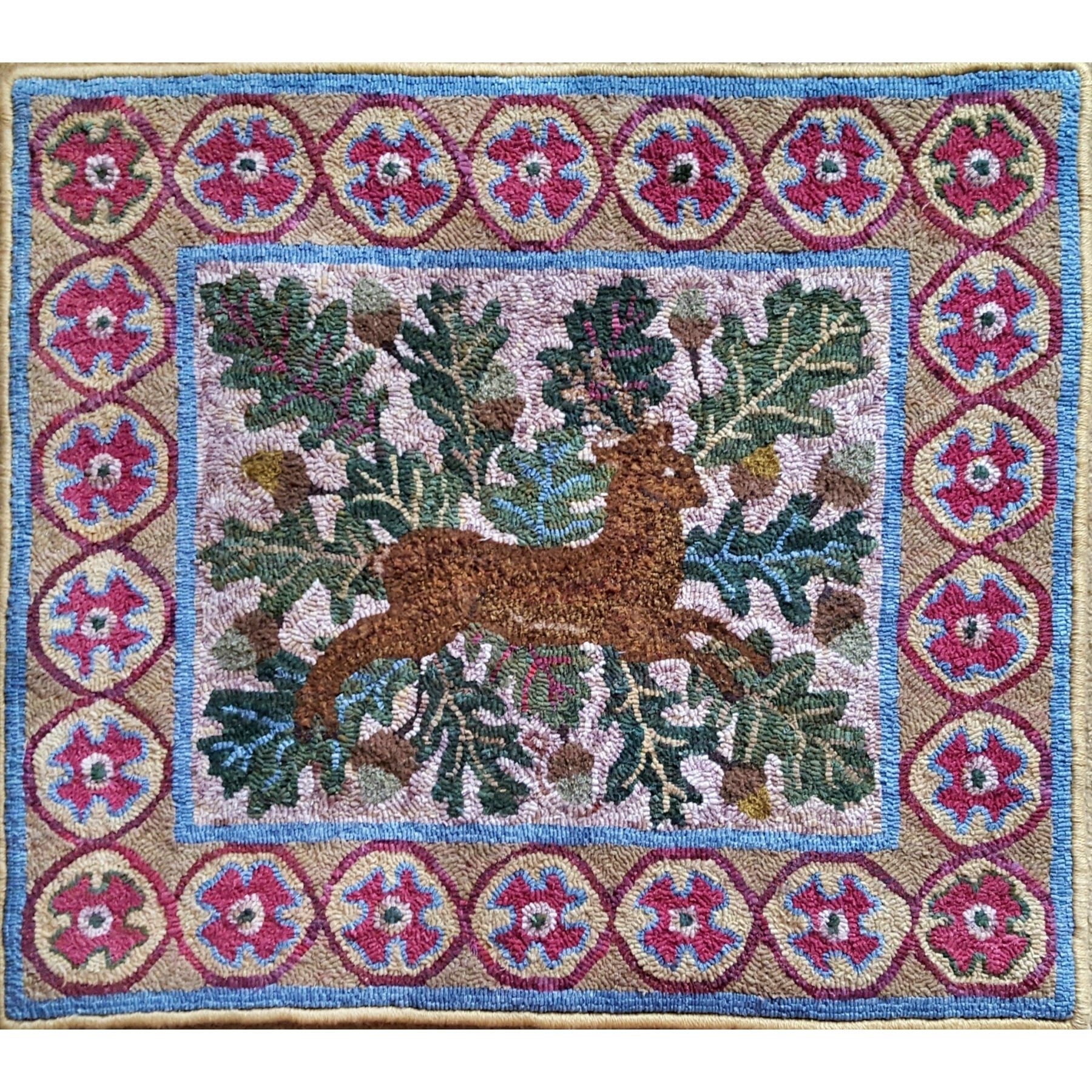 English Stag, rug hooked by Dawn Hebert
