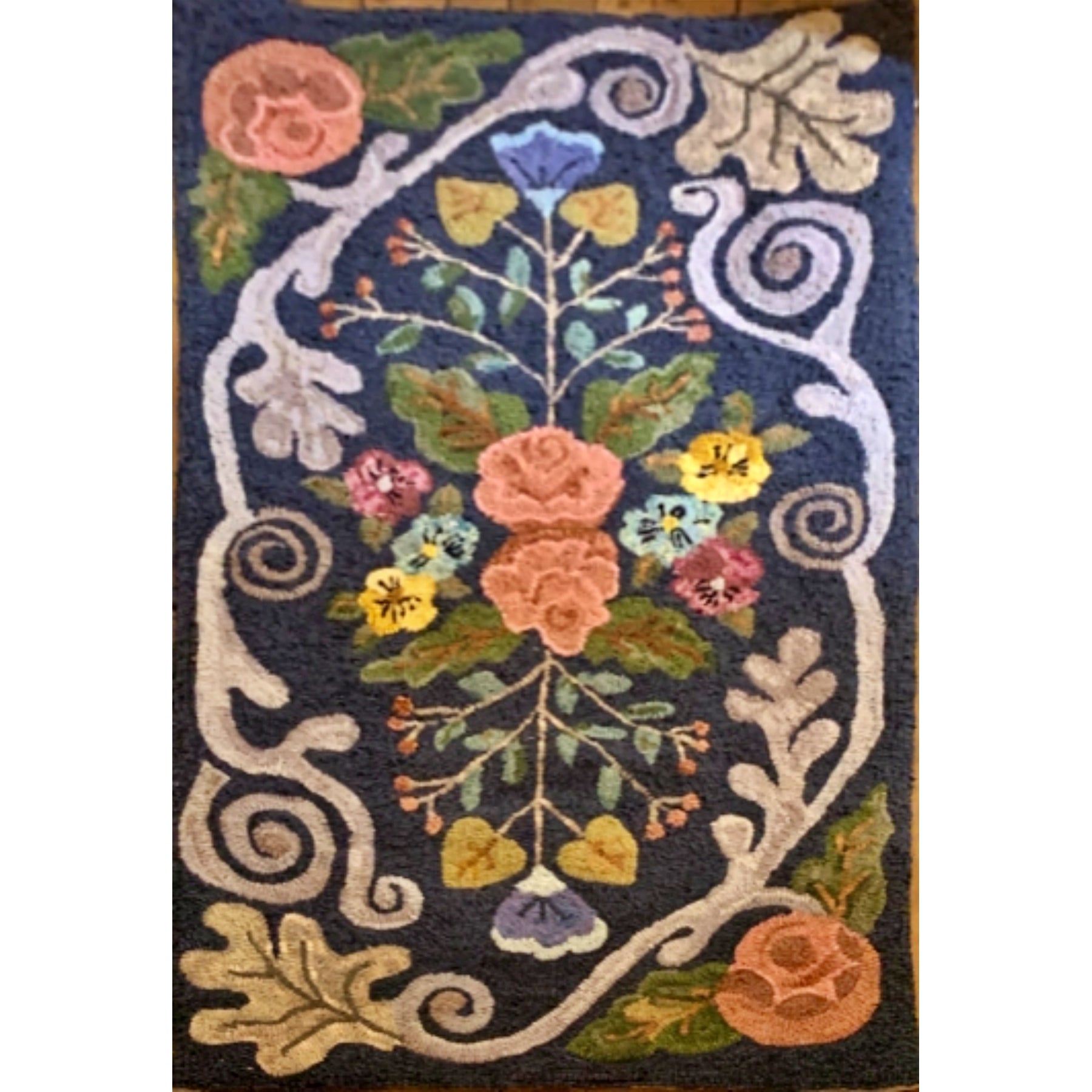Chatham Rose, rug hooked by Joan Godfrey