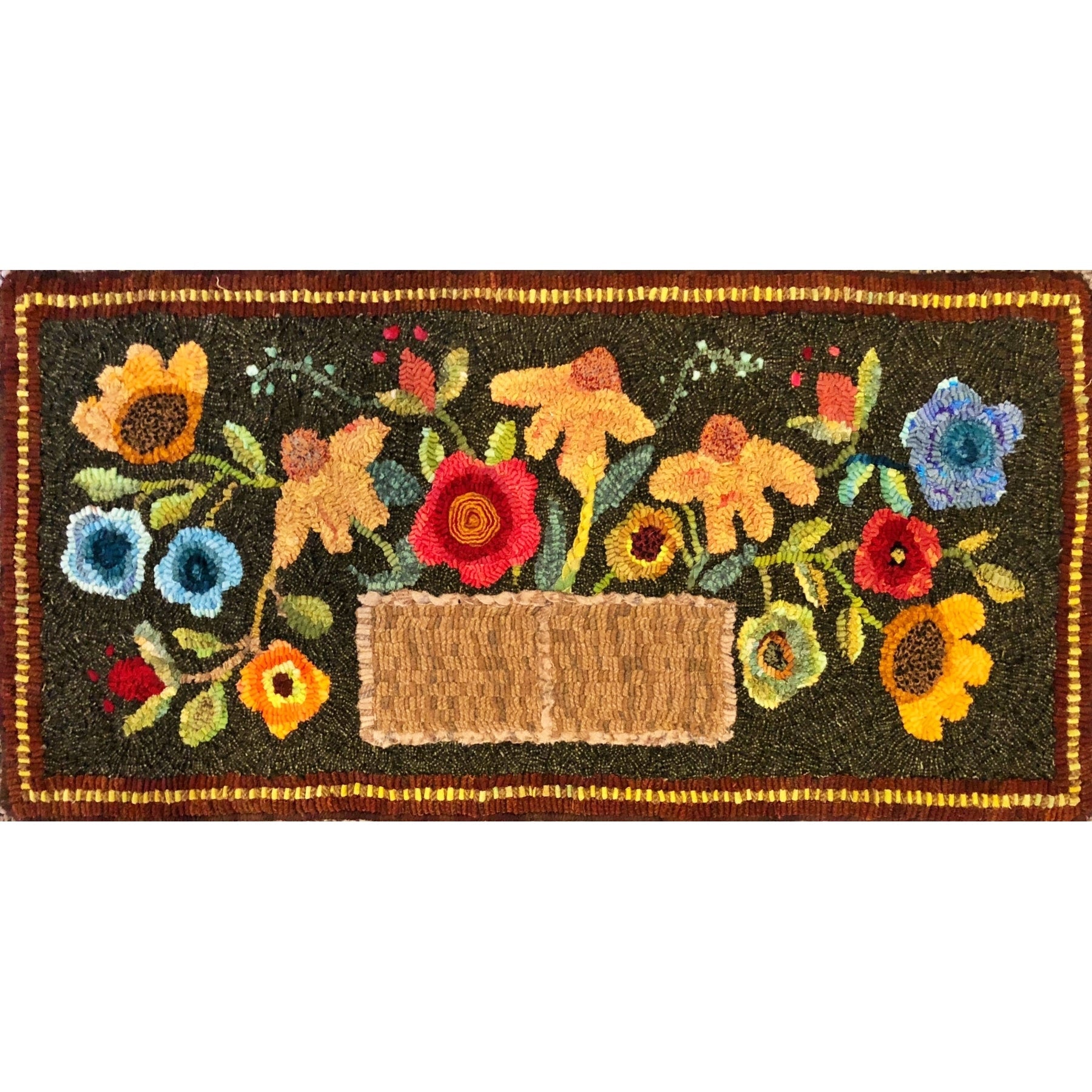 Spring Basket, rug hooked by Betty Allen