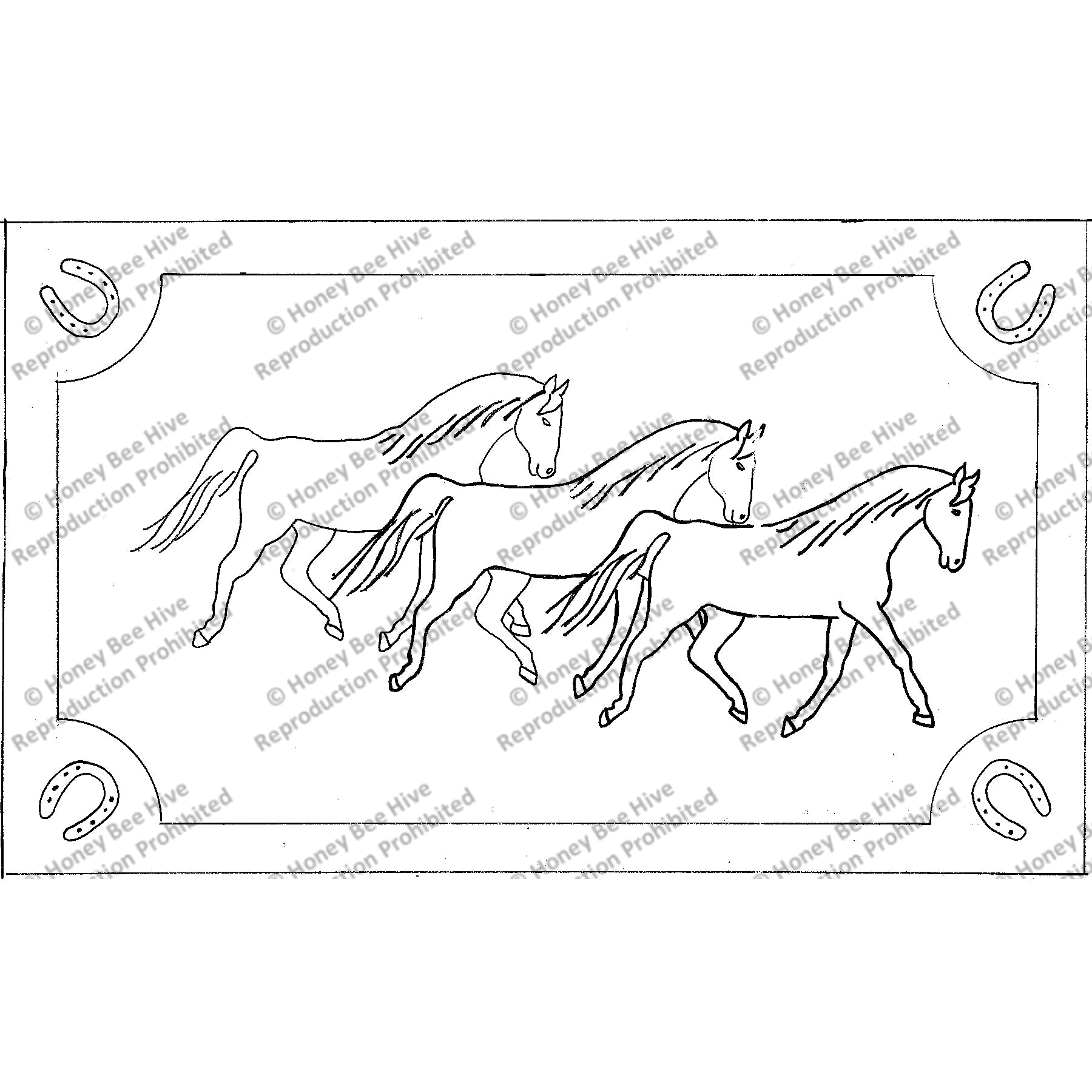 Horses, rug hooking pattern
