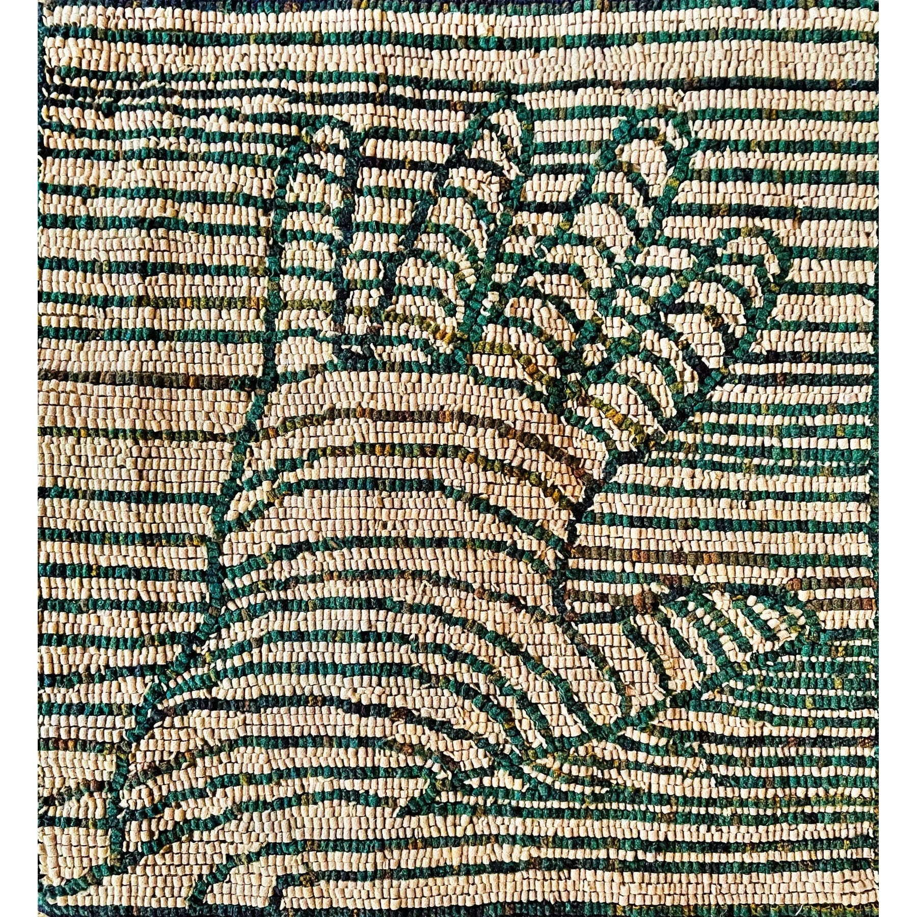 Hit or Miss Hand, rug hooked by Sarah Owens