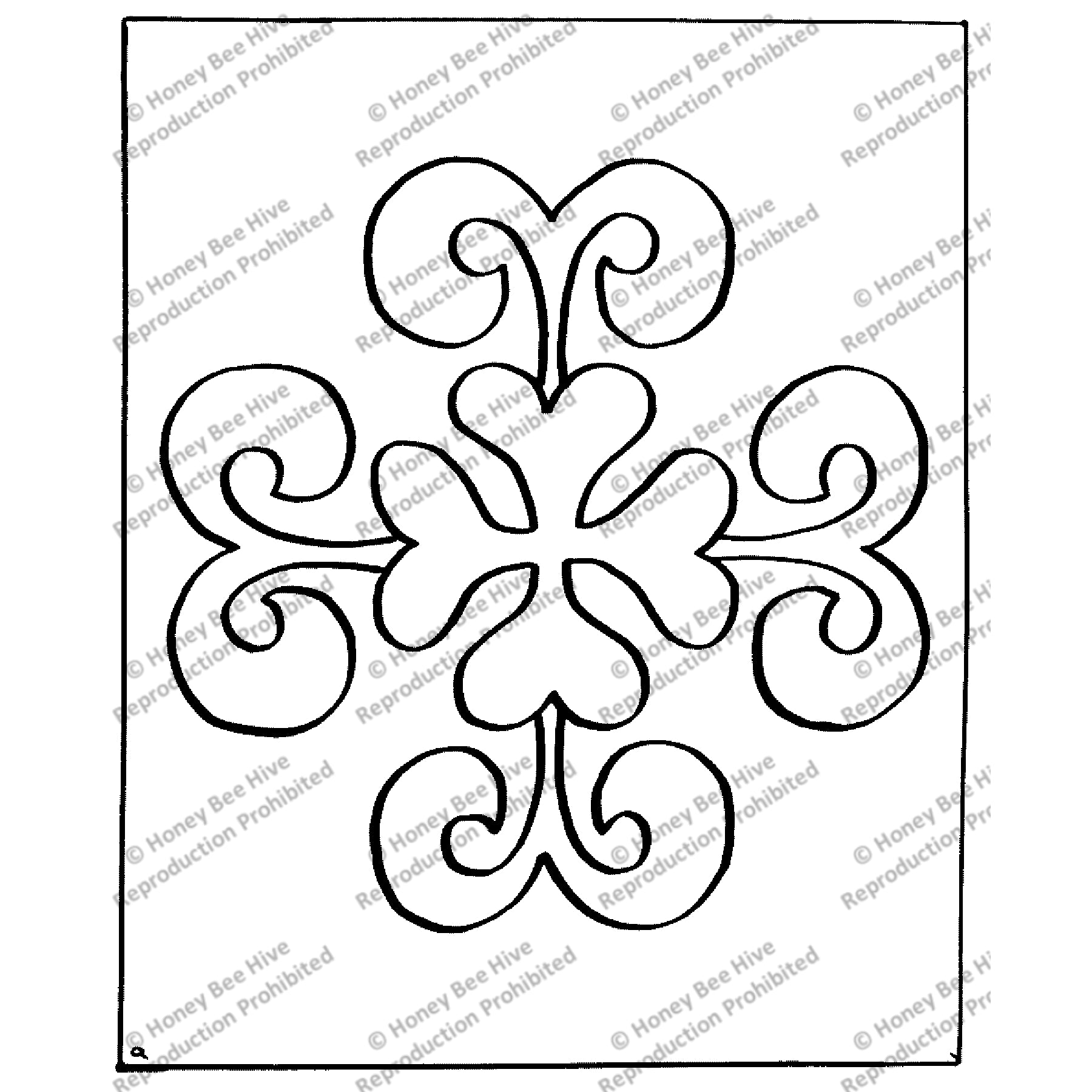 Fleur Quilt Square, rug hooking pattern