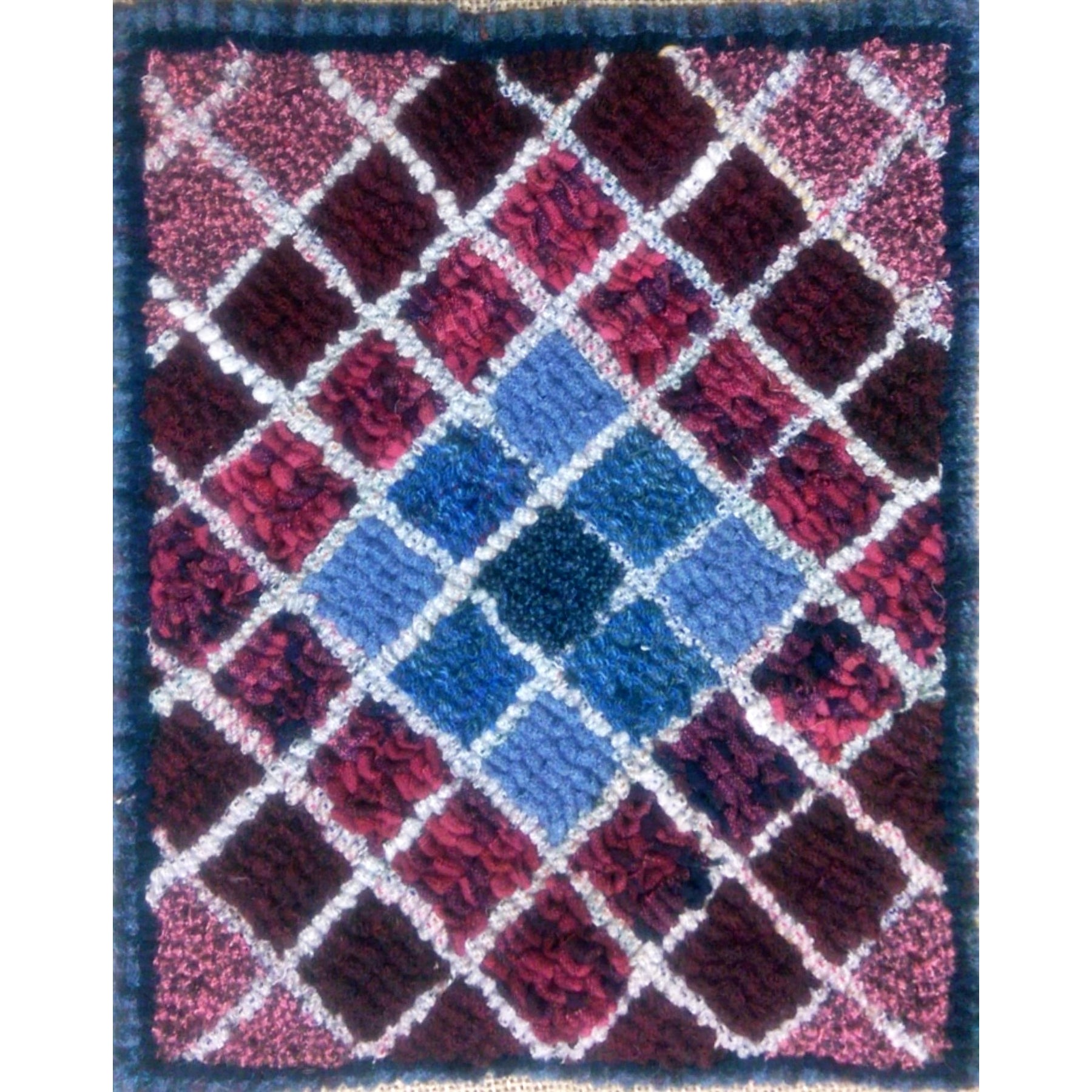 Diamond Quilt Square, rug hooked by Connie Bradley