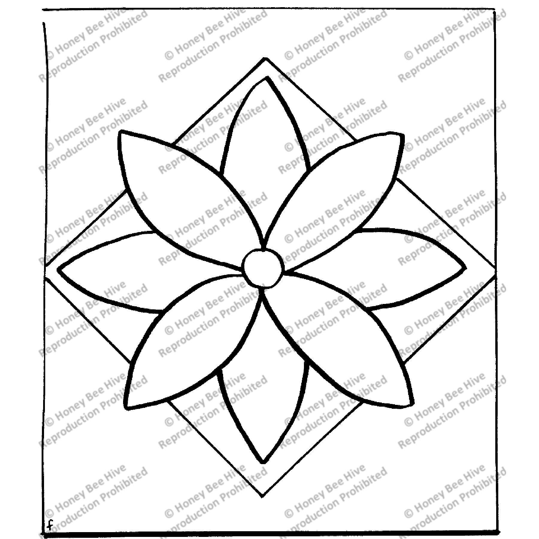 Flower Quilt Square, rug hooking pattern