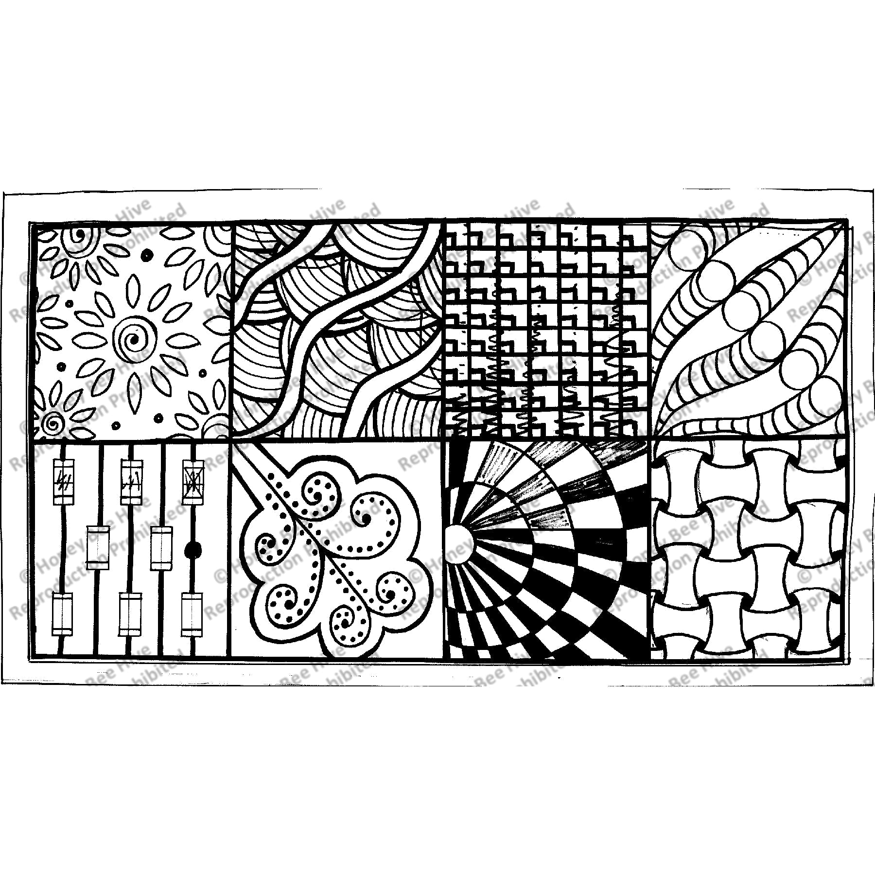 Zentangle Quilt, rug hooking pattern