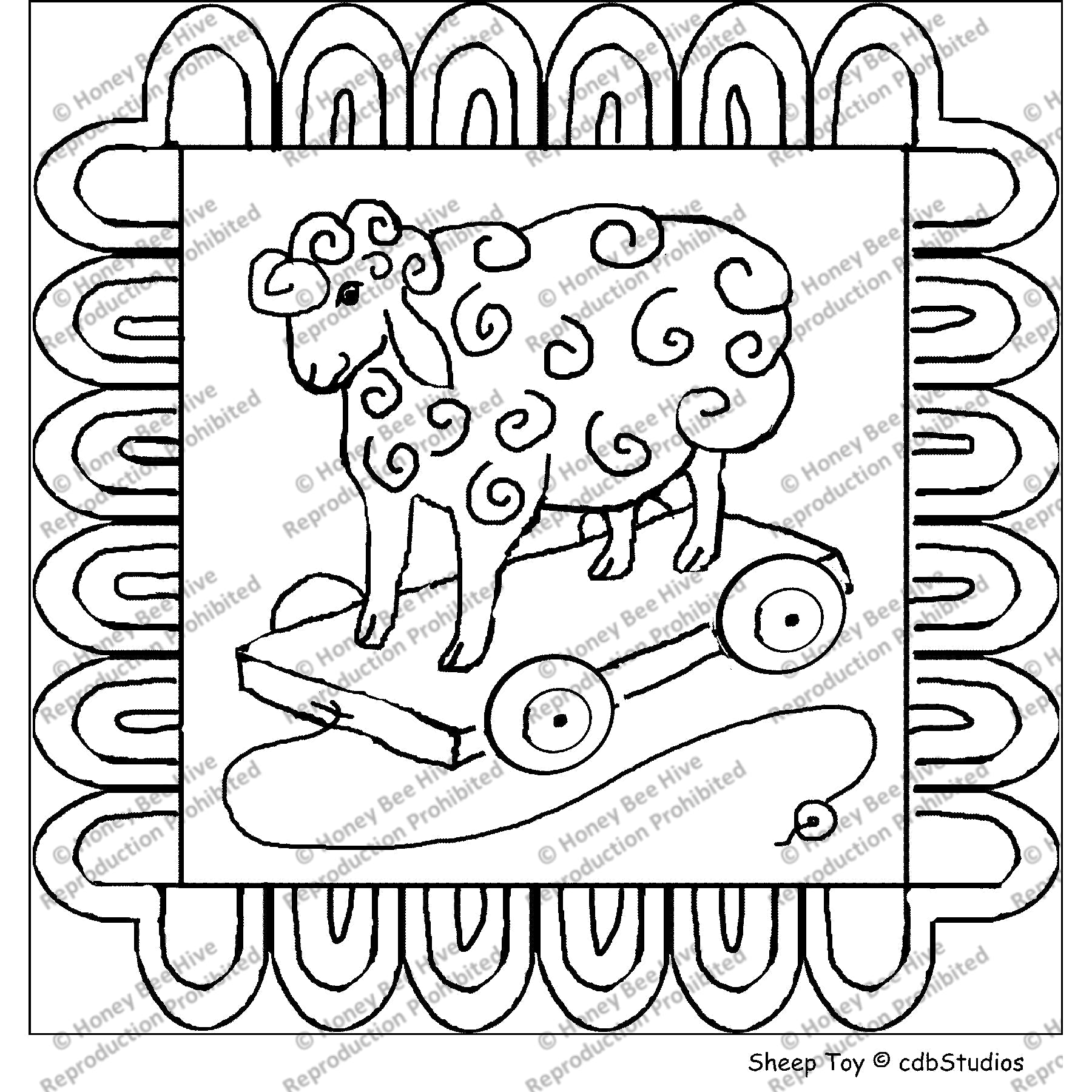 Sheep Toy, rug hooking pattern