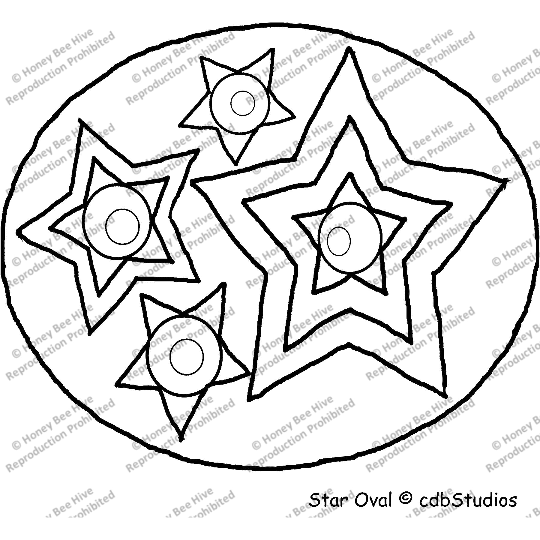 Star Oval, rug hooking pattern