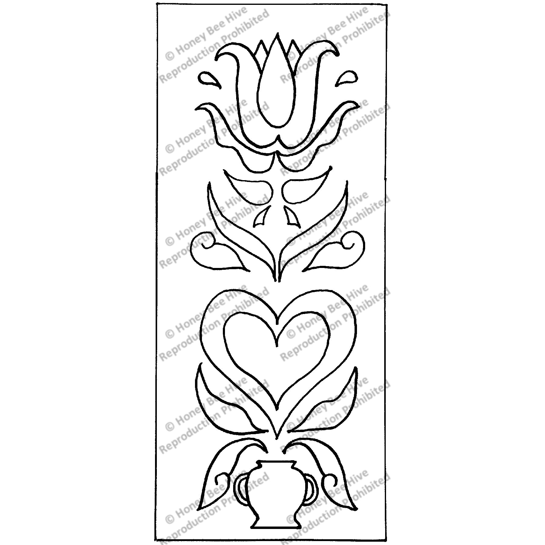 Fraktur – Heart and Flower, rug hooking pattern