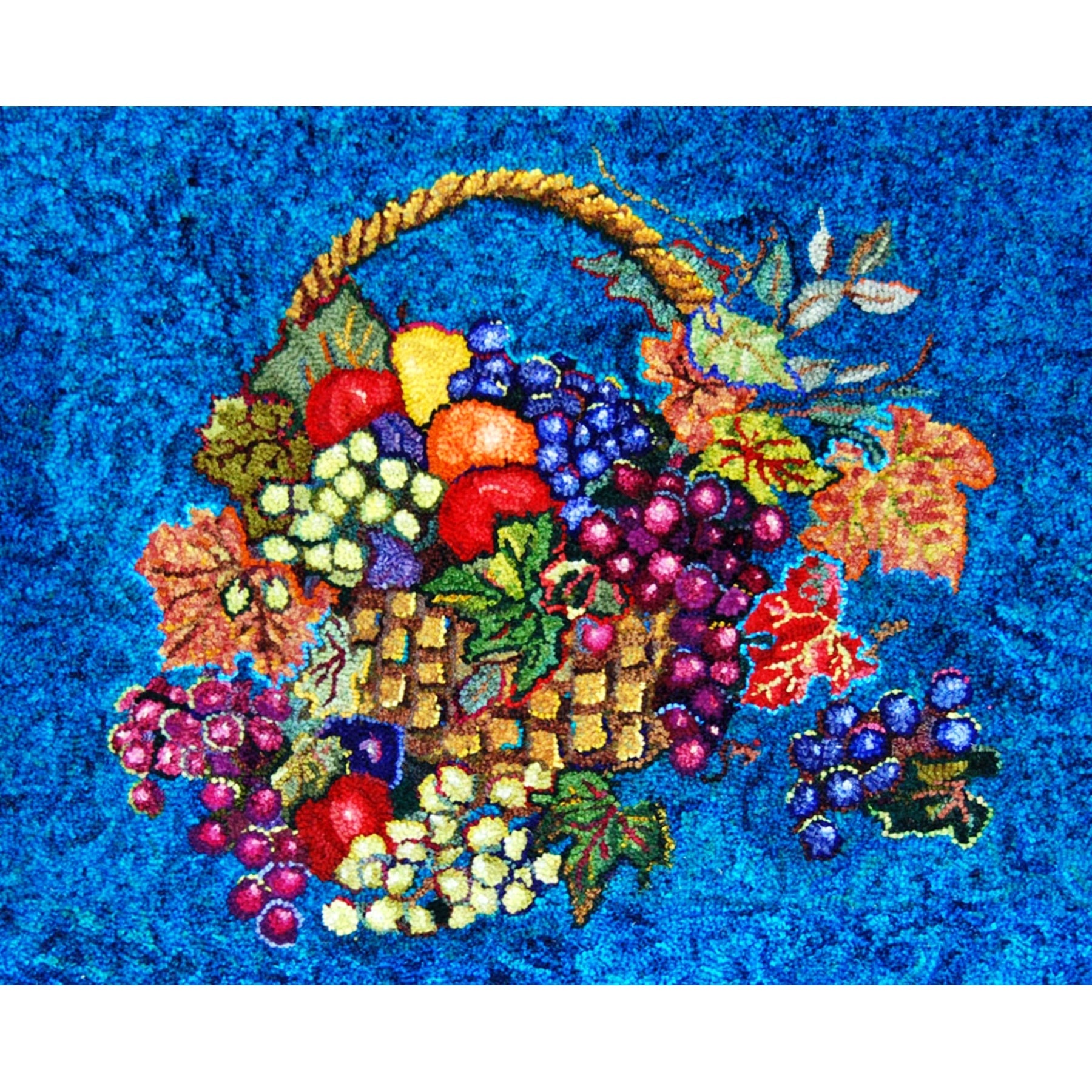 Basket of Fruit, rug hooked by Cheryl Bollenbach