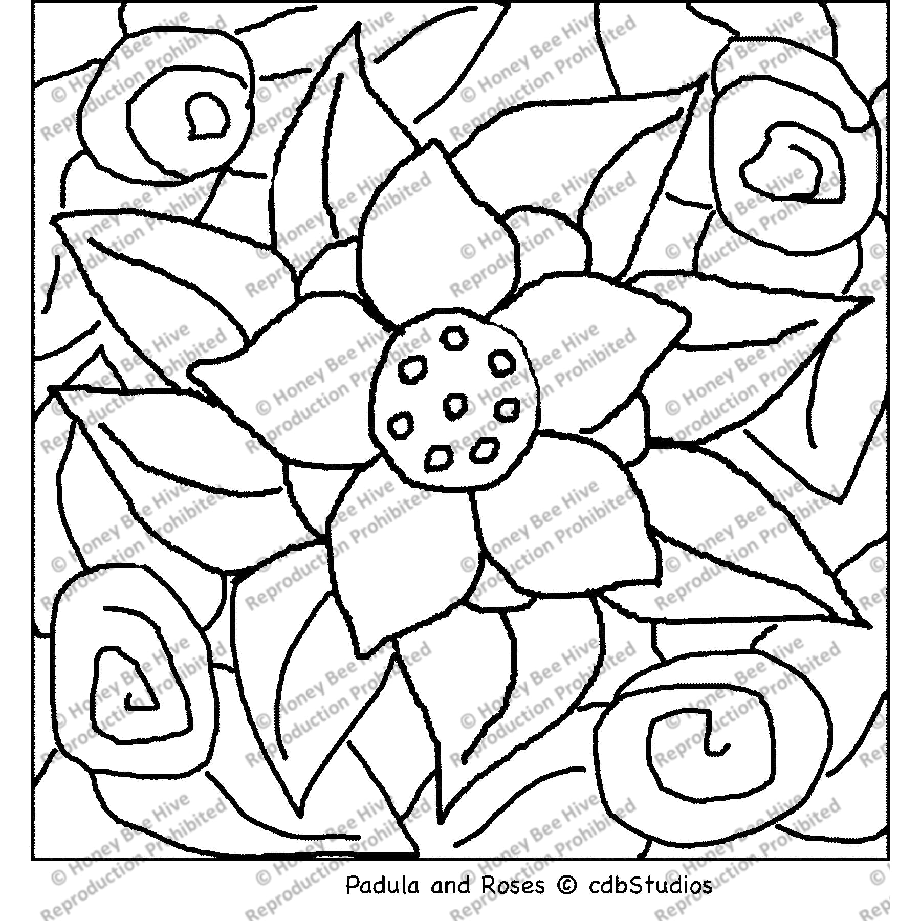 Padula and Roses, rug hooking pattern