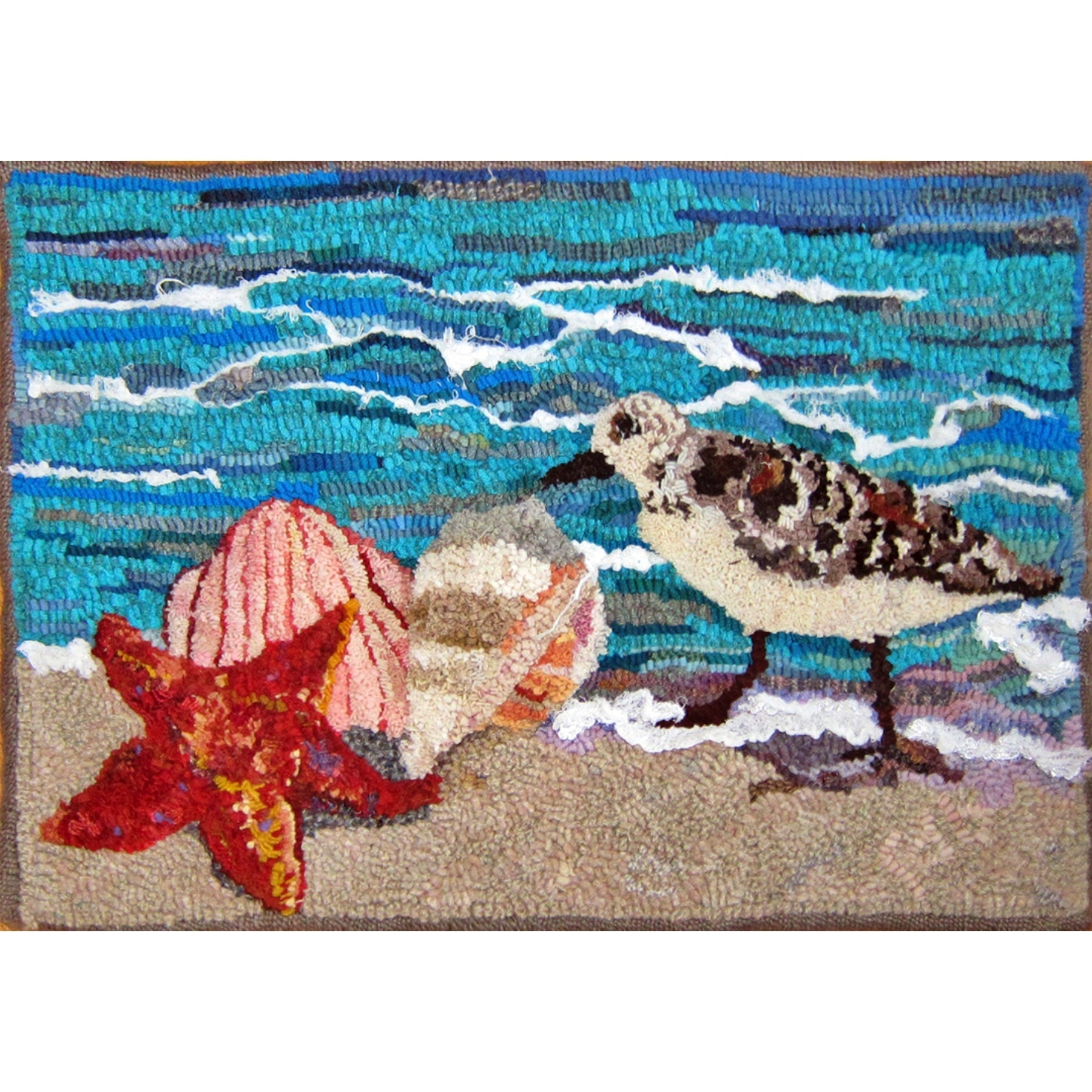 Seashore, rug hooked by Cheryl Bollenbach