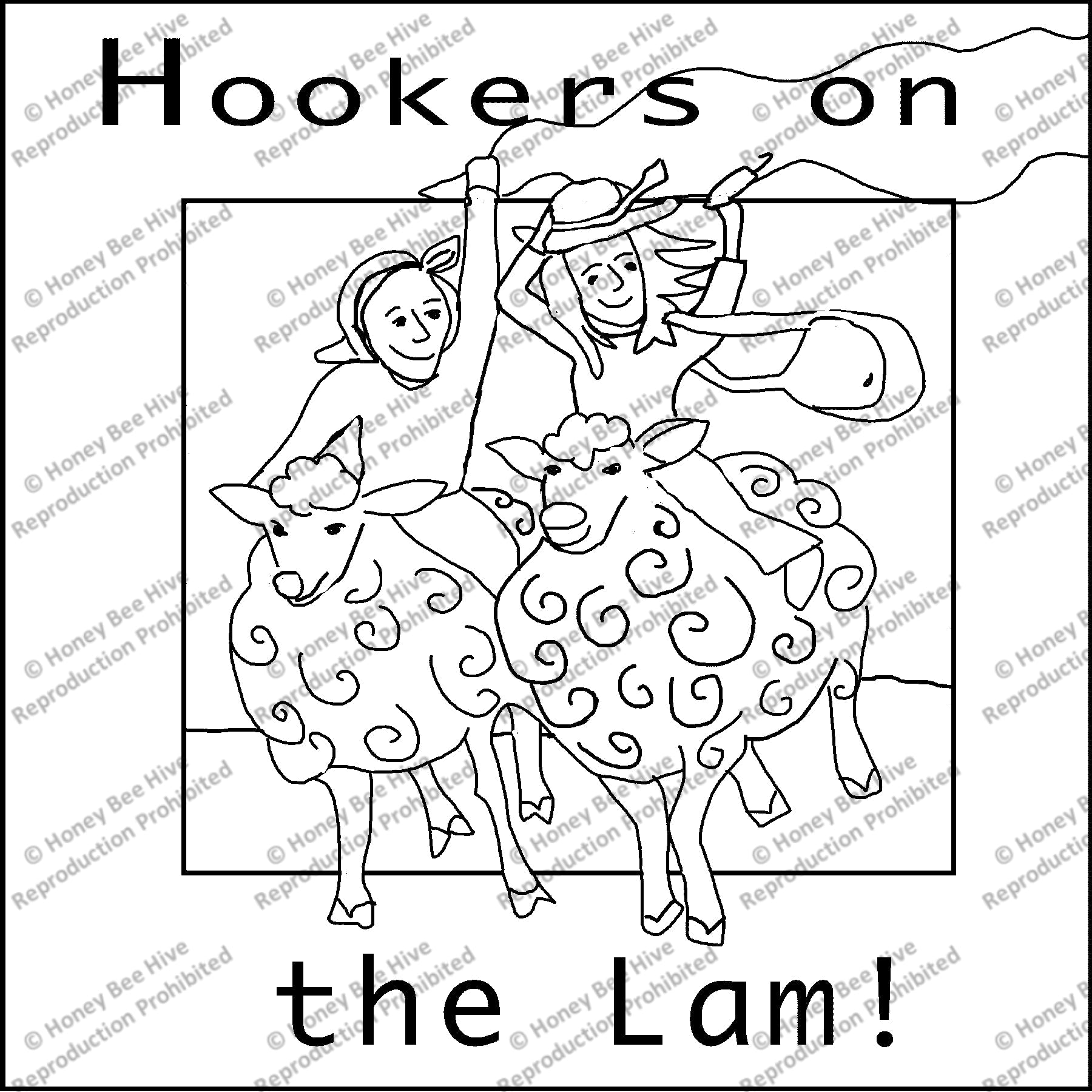 Hookers on the Lam, rug hooking pattern