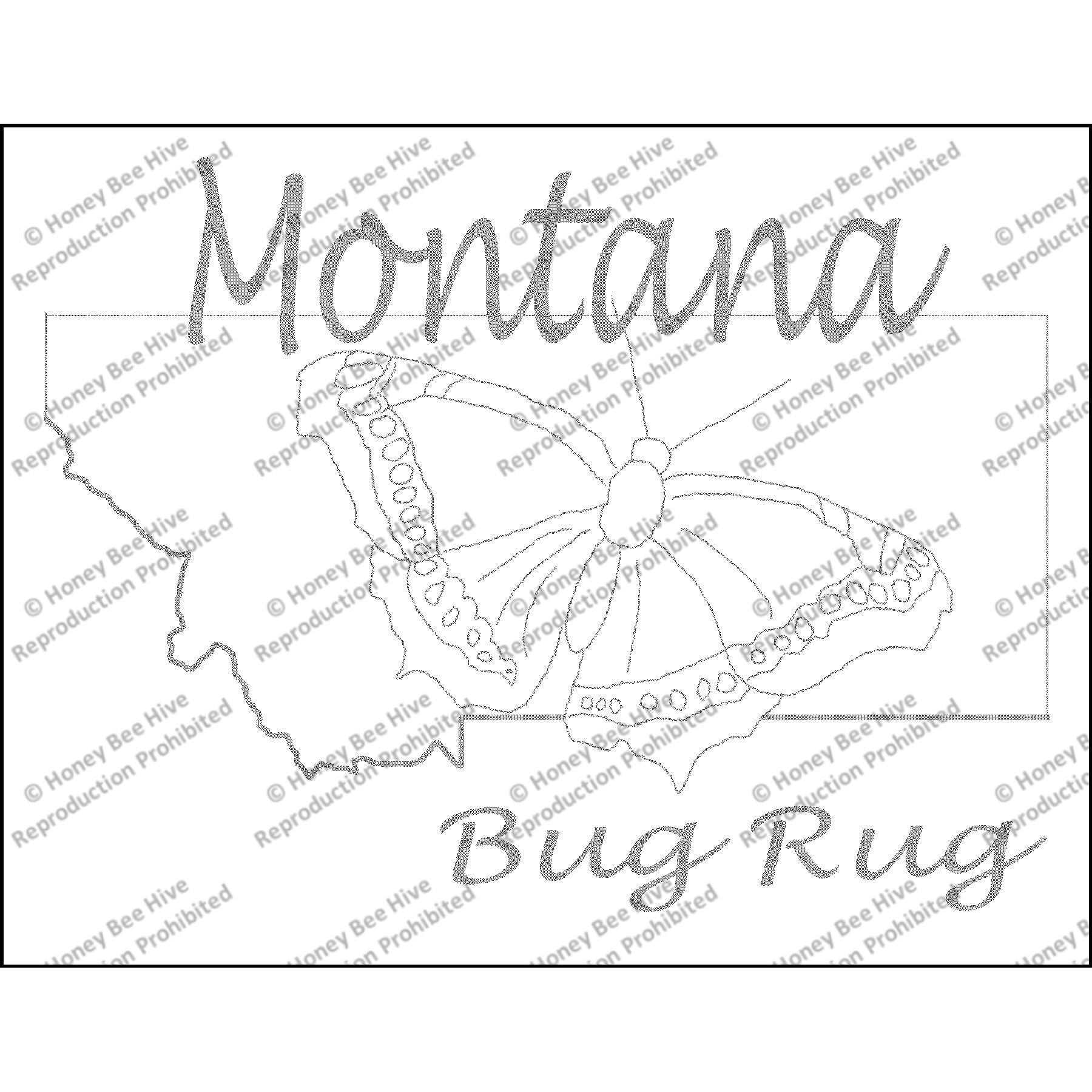 Montana Bug Rug, rug hooking pattern