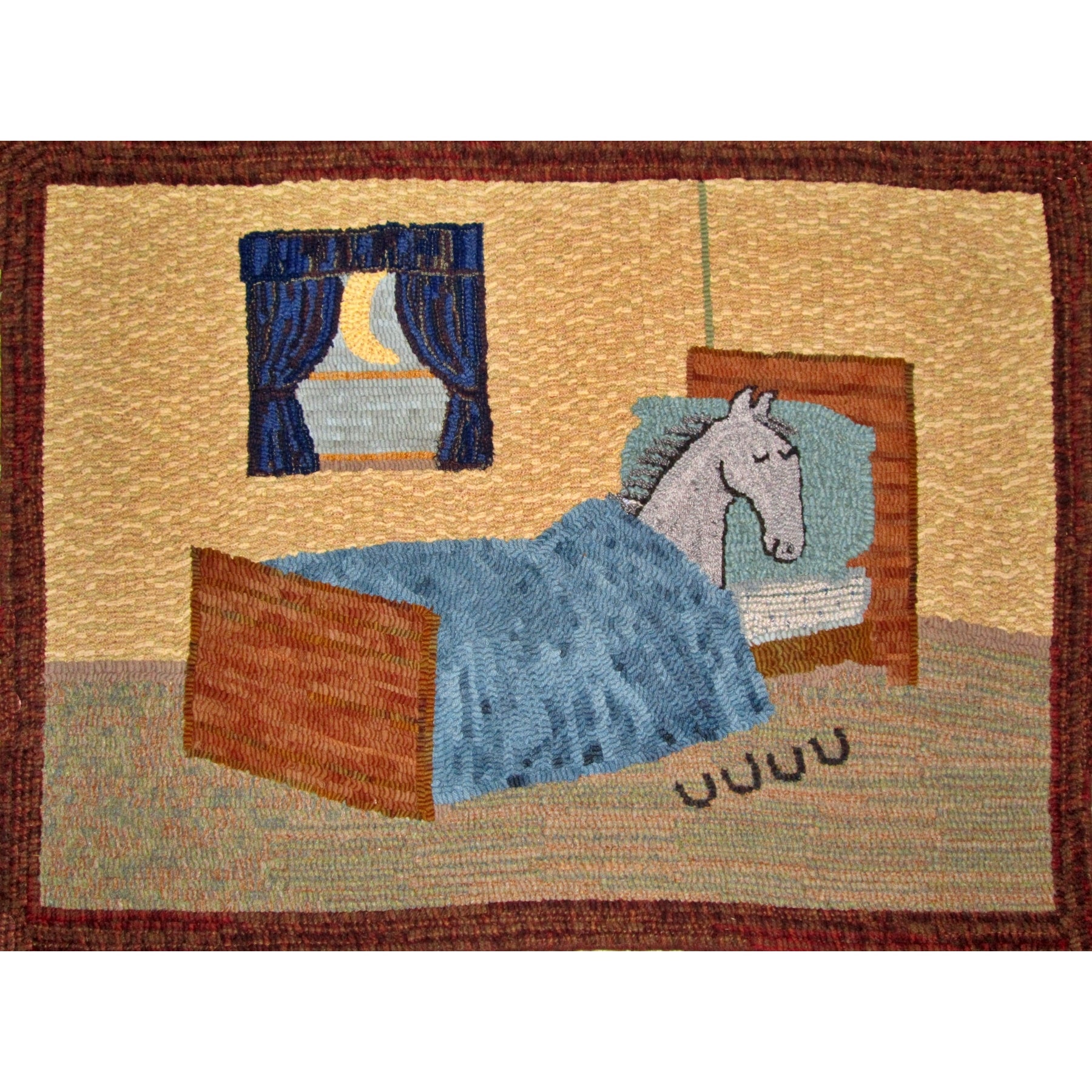 Sweet Dreams, rug hooked by Connie Bradley