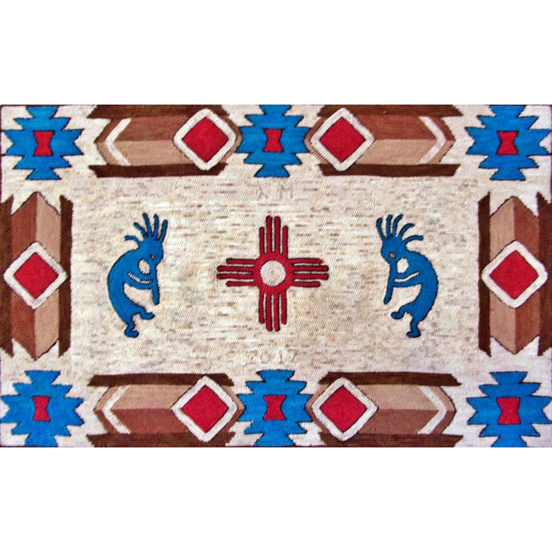 Native Song, rug hooked by Sondra Kellar