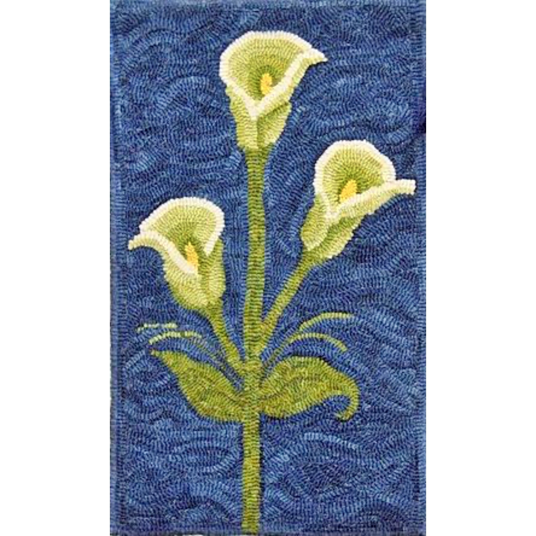 Calla Lilies, rug hooked by Karen Patrick