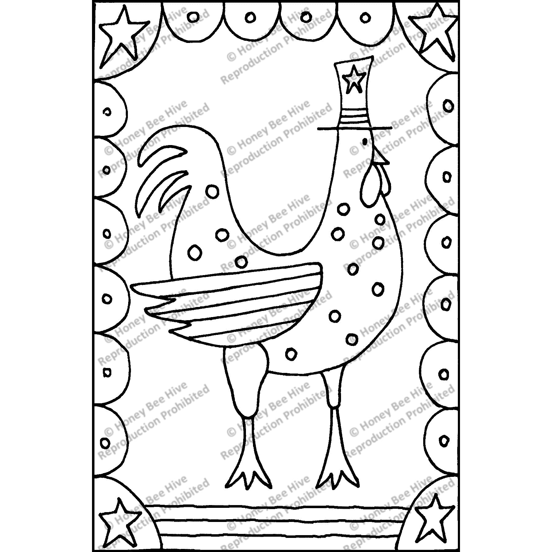 Cock-A-Doodle-Dandy, rug hooking pattern