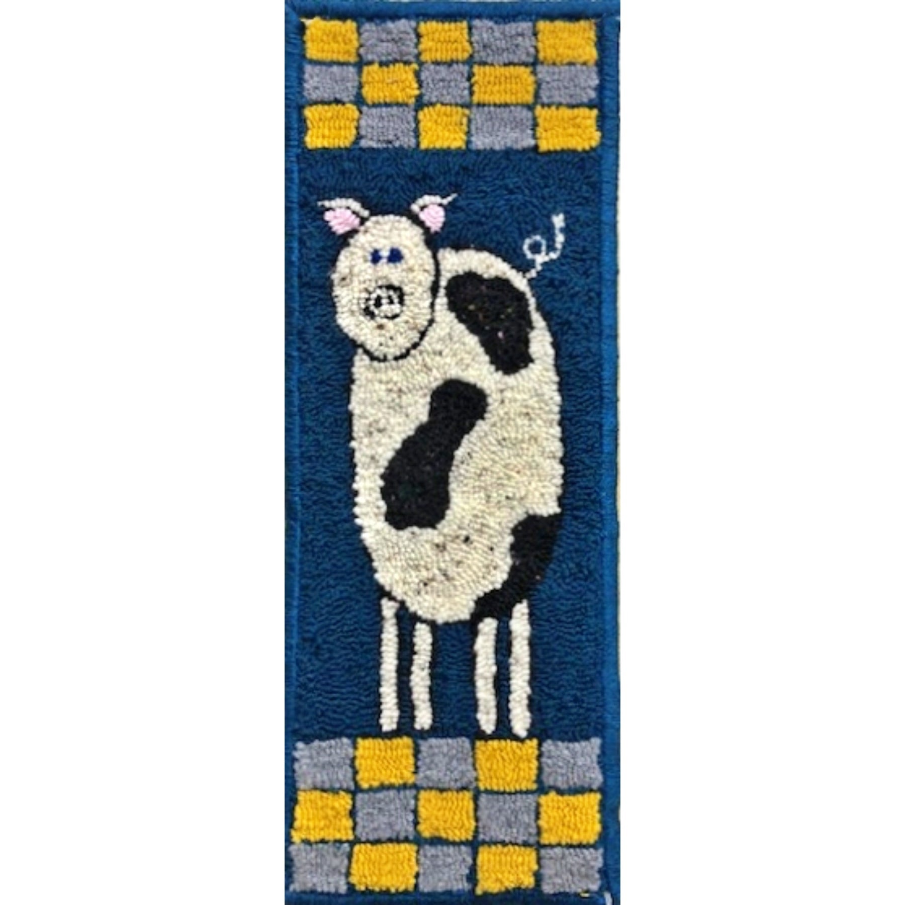 Oink, rug hooked by Jean Sherwood