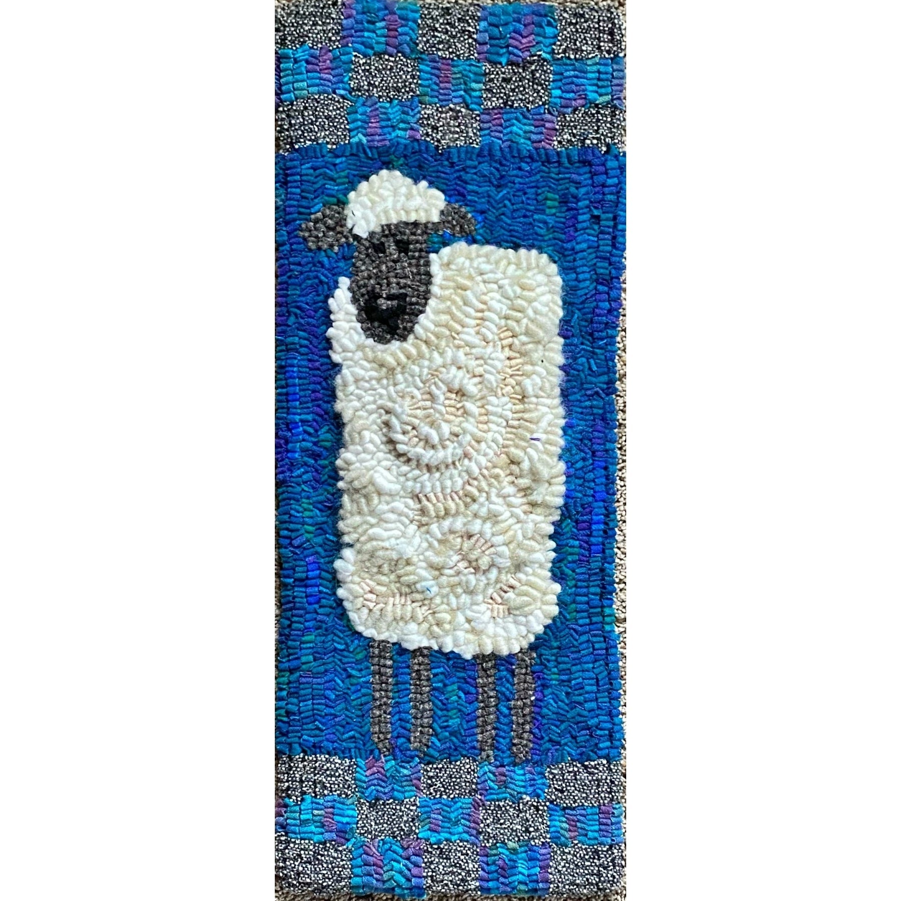 Baa, rug hooked by Laura Rose