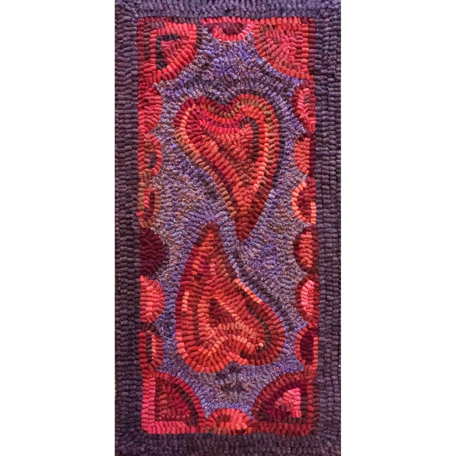 Two Hearts, rug hooked by Christa Bowling