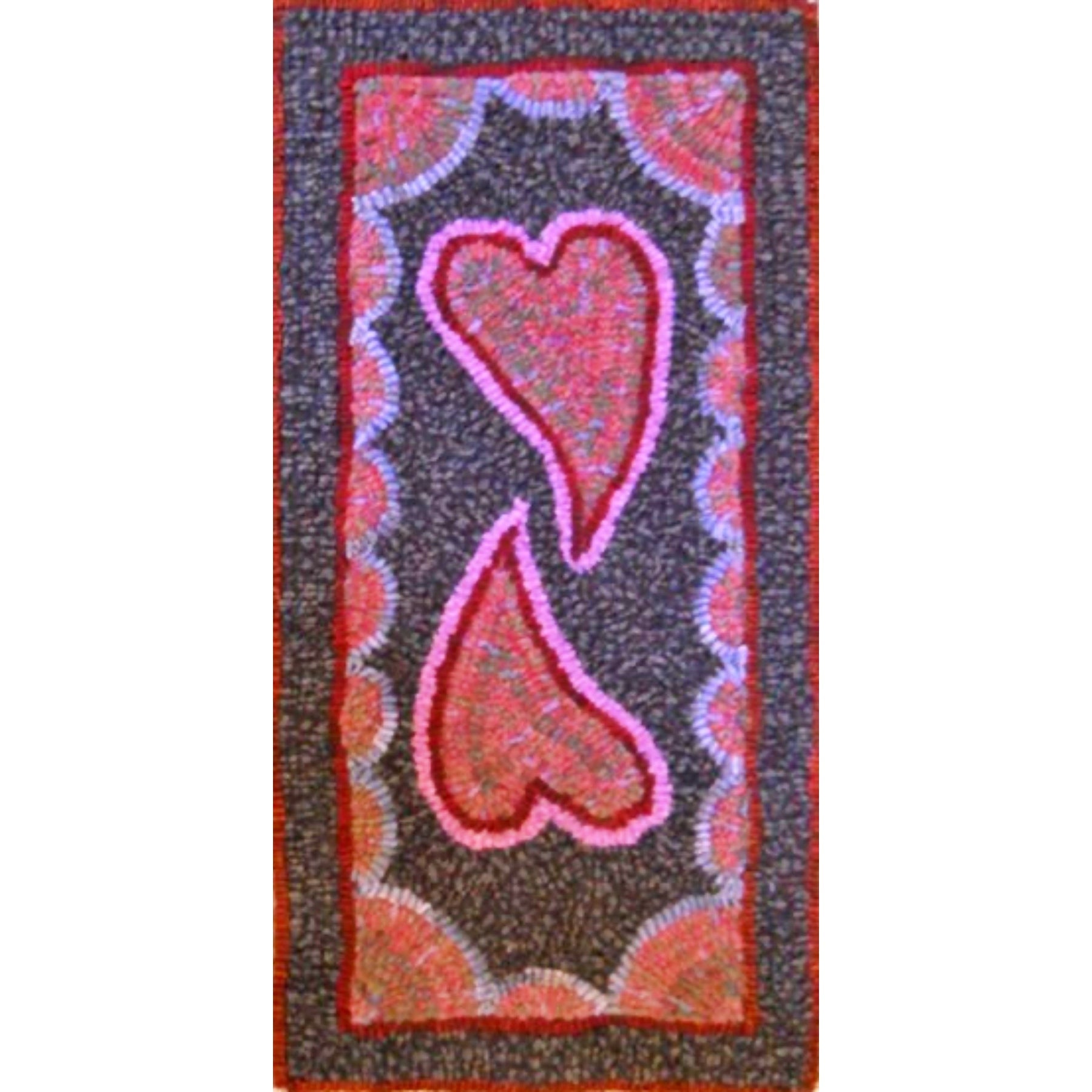 Two Hearts, rug hooked by Mary Jo Hane