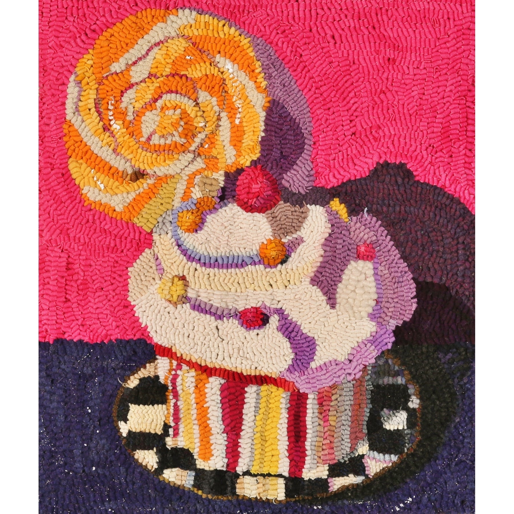 Lollipop & Cup Cake, rug hooked by Victoria Rudolph