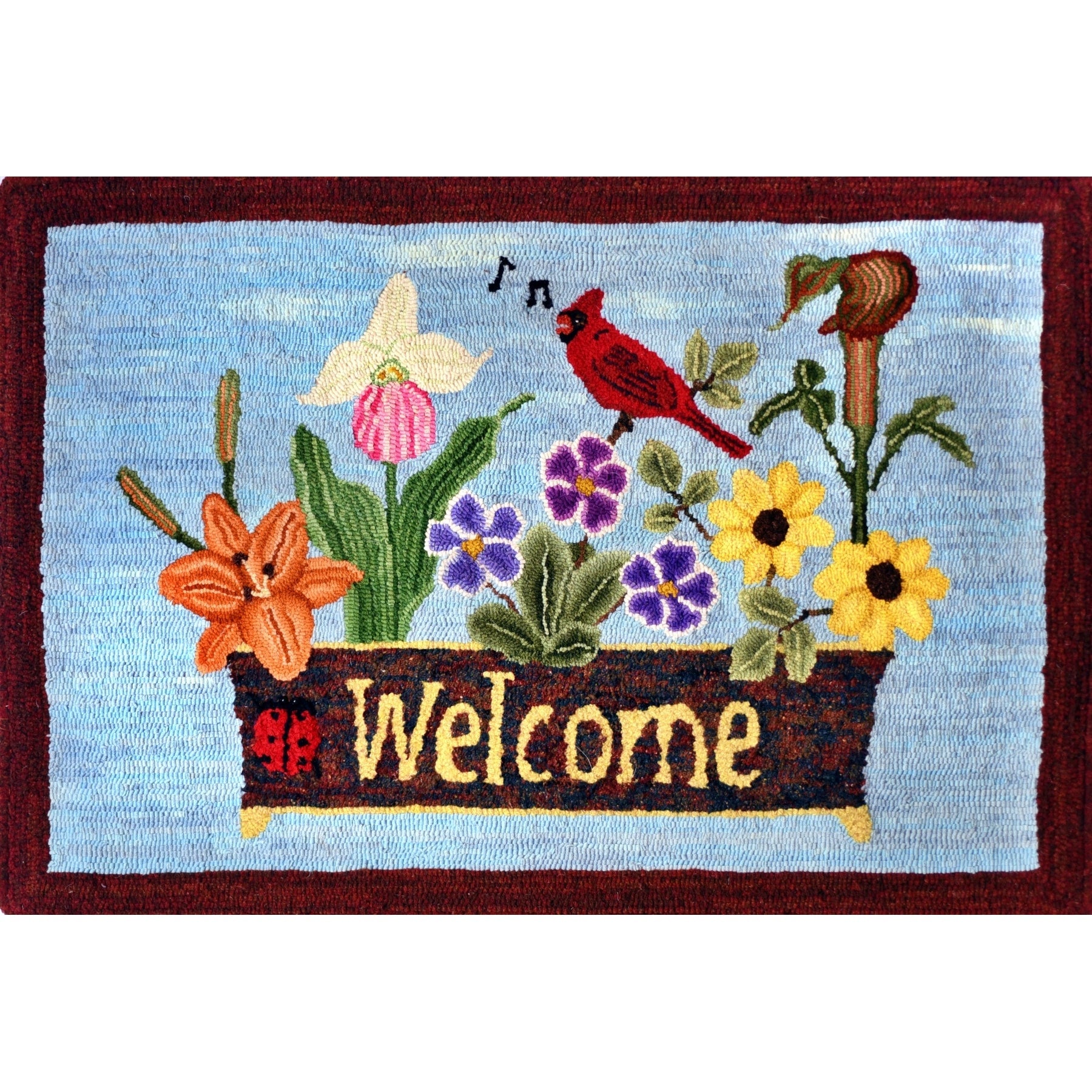 Welcome, rug hooked by John Leonard