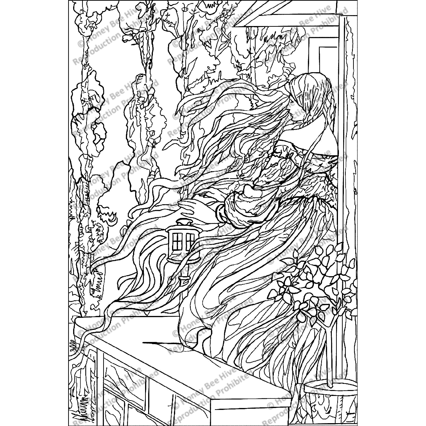 Rapunzel, ill. Emma Florence Henderson, 1891, rug hooking pattern