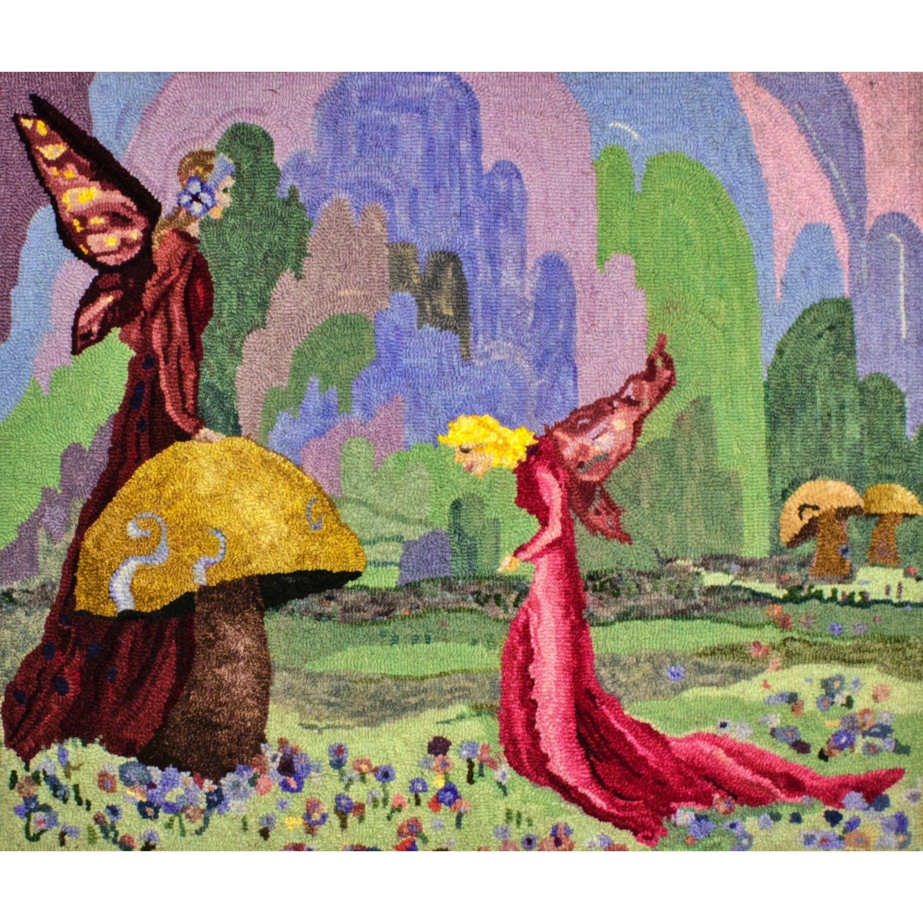 The fairy must give herself up to the queen and loose her power for eight days, ill. Virginia Francis Sterret, 1919, rug hooked by Marty Liptak