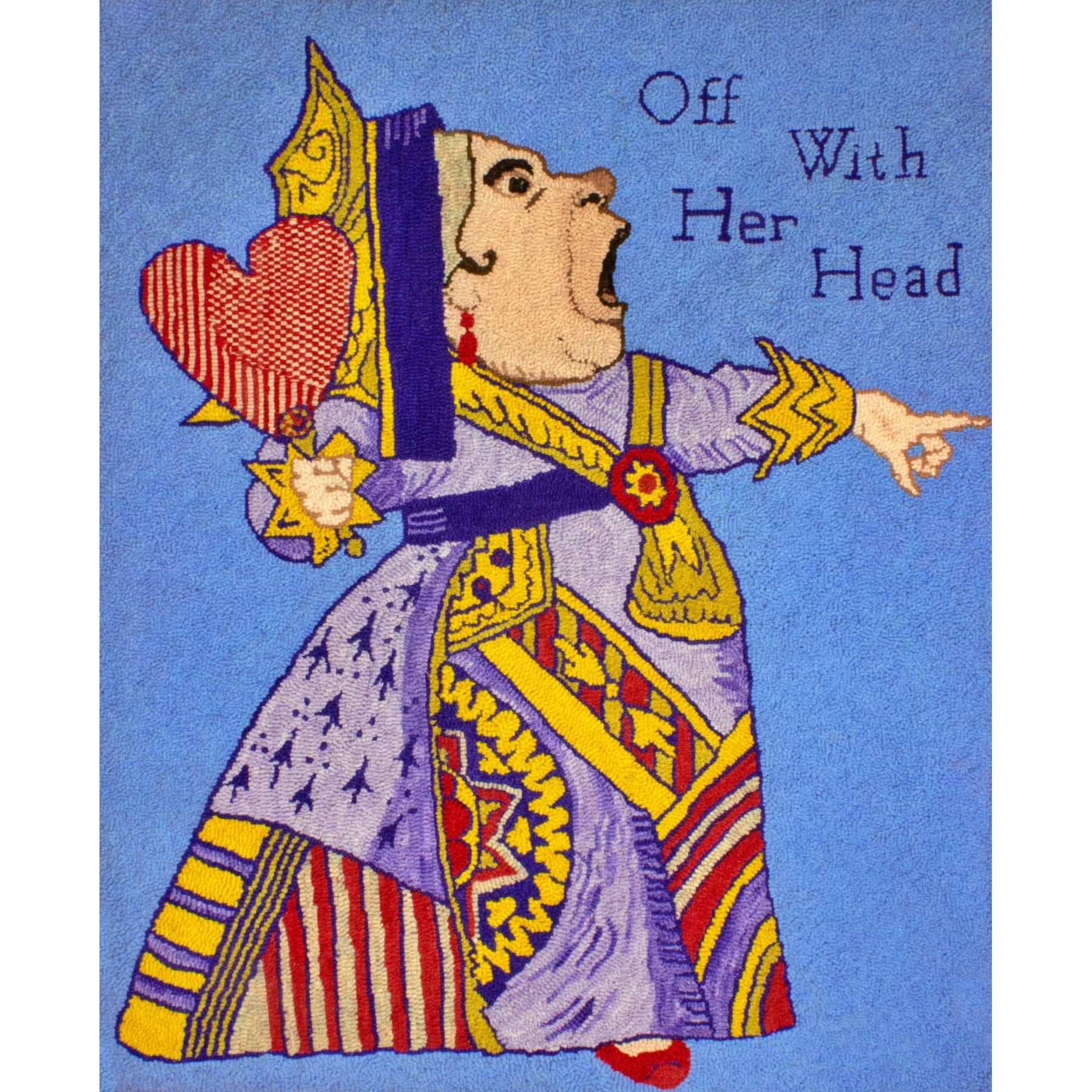 Queen of Hearts, ill. John Tenniel, 1866, rug hooked by Carolyn Phipps