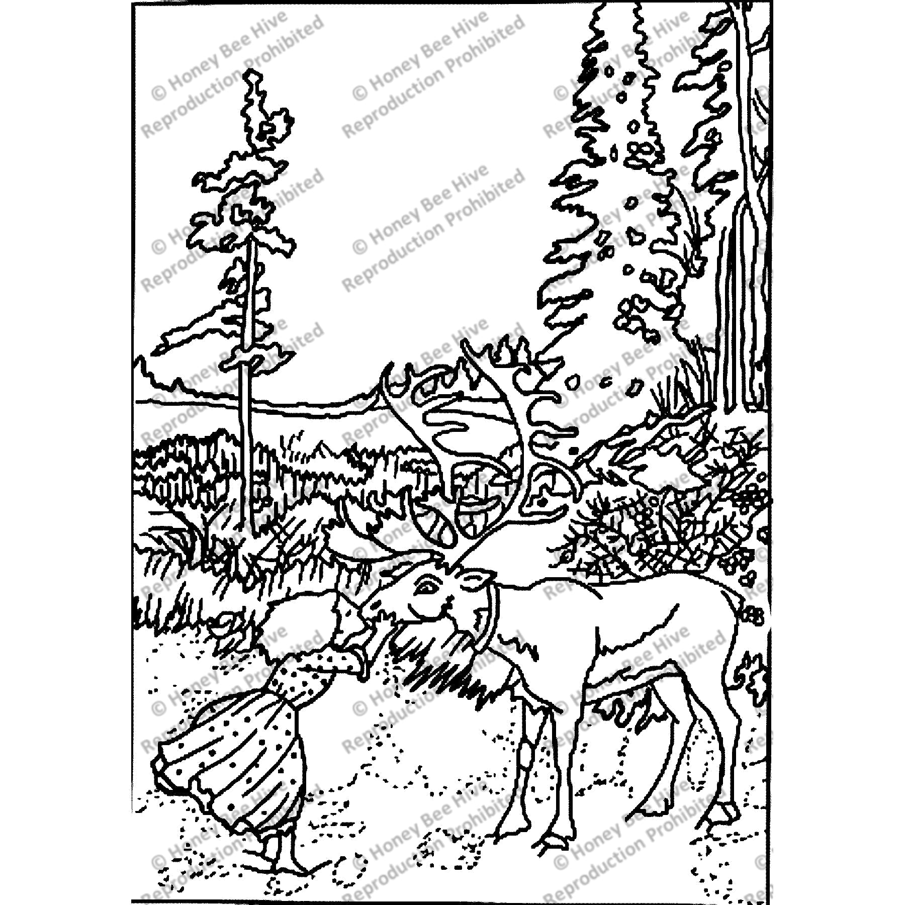 Gerda and the Reindeer, ill. Edmund Dulac, 1911, rug hooking pattern
