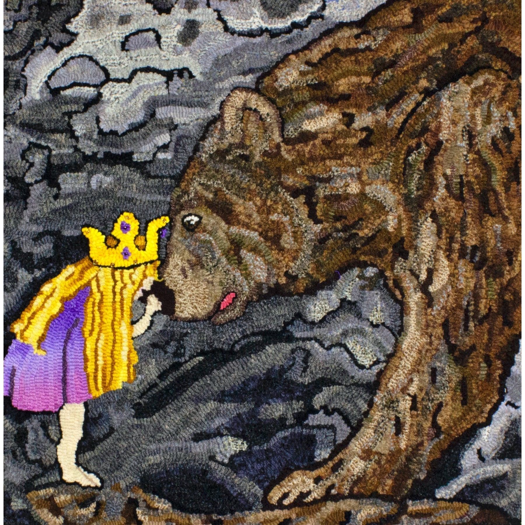 The Princess and the Bear, ill. John Bauer, 1913, rug hooked by Sally Kitchen
