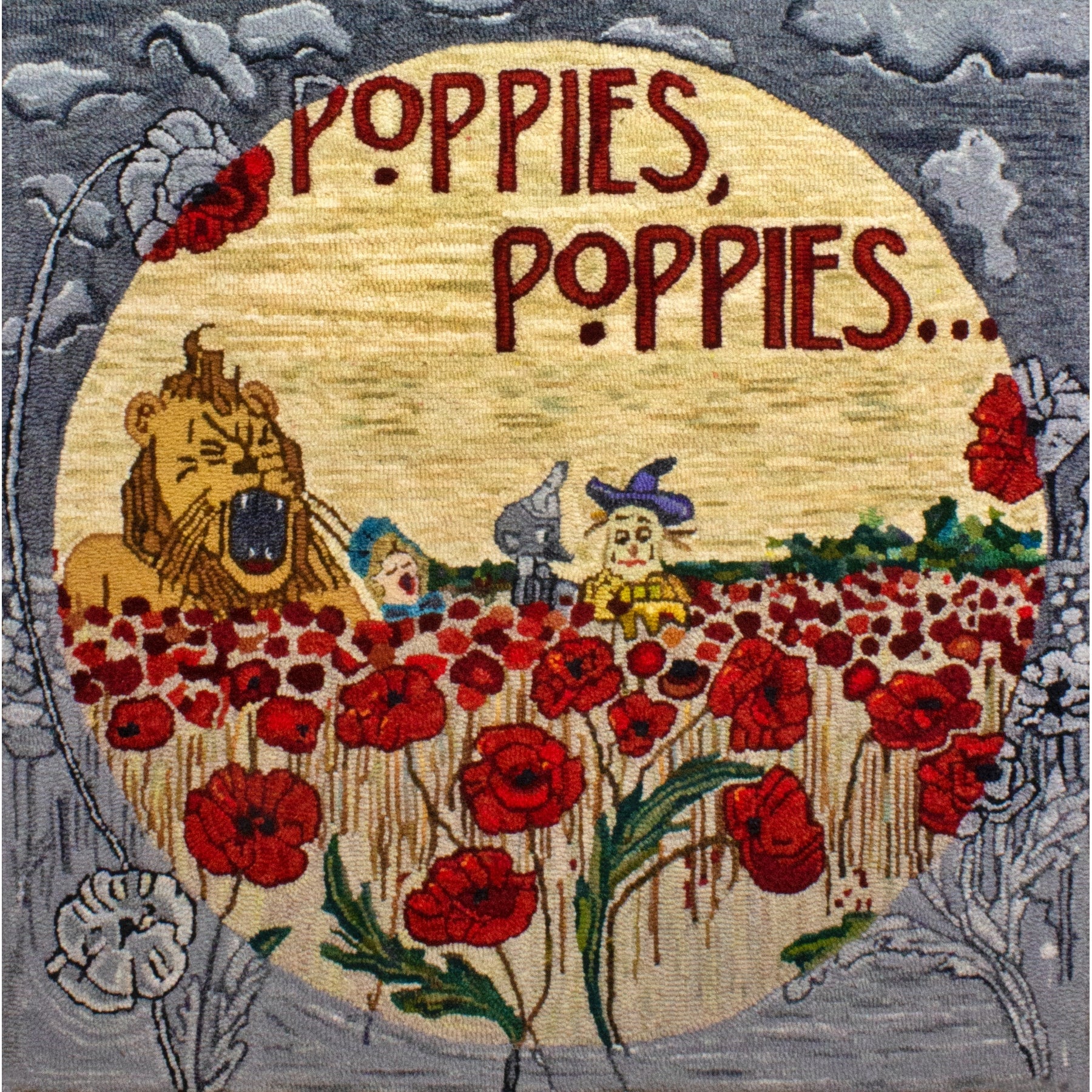 Poppies, Poppies, ill. William Denslow, 1900, rug hooked by Nancy Gingrich