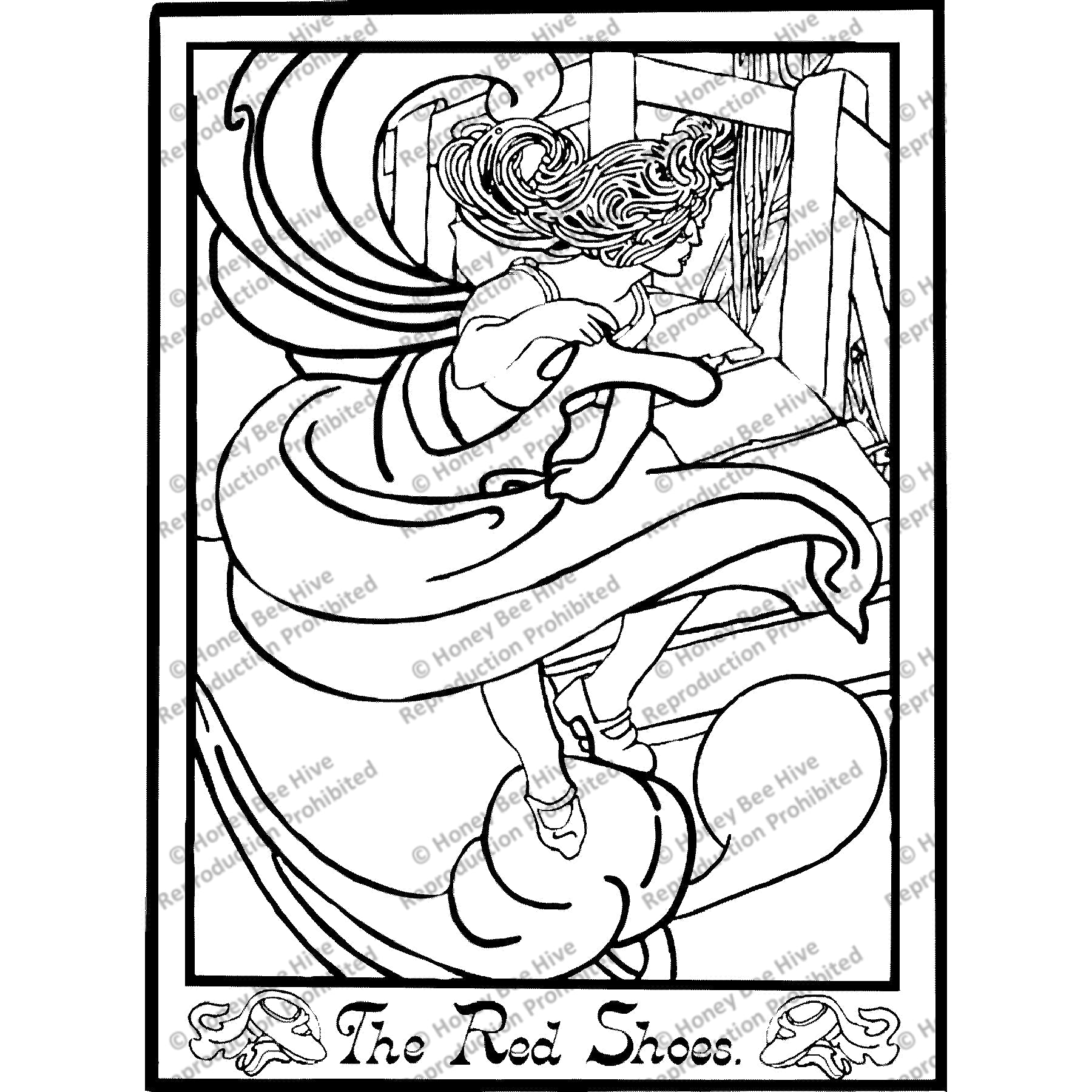The Red Shoes Fairy Tales, ill. Charles Roninson, 1899, rug hooking pattern