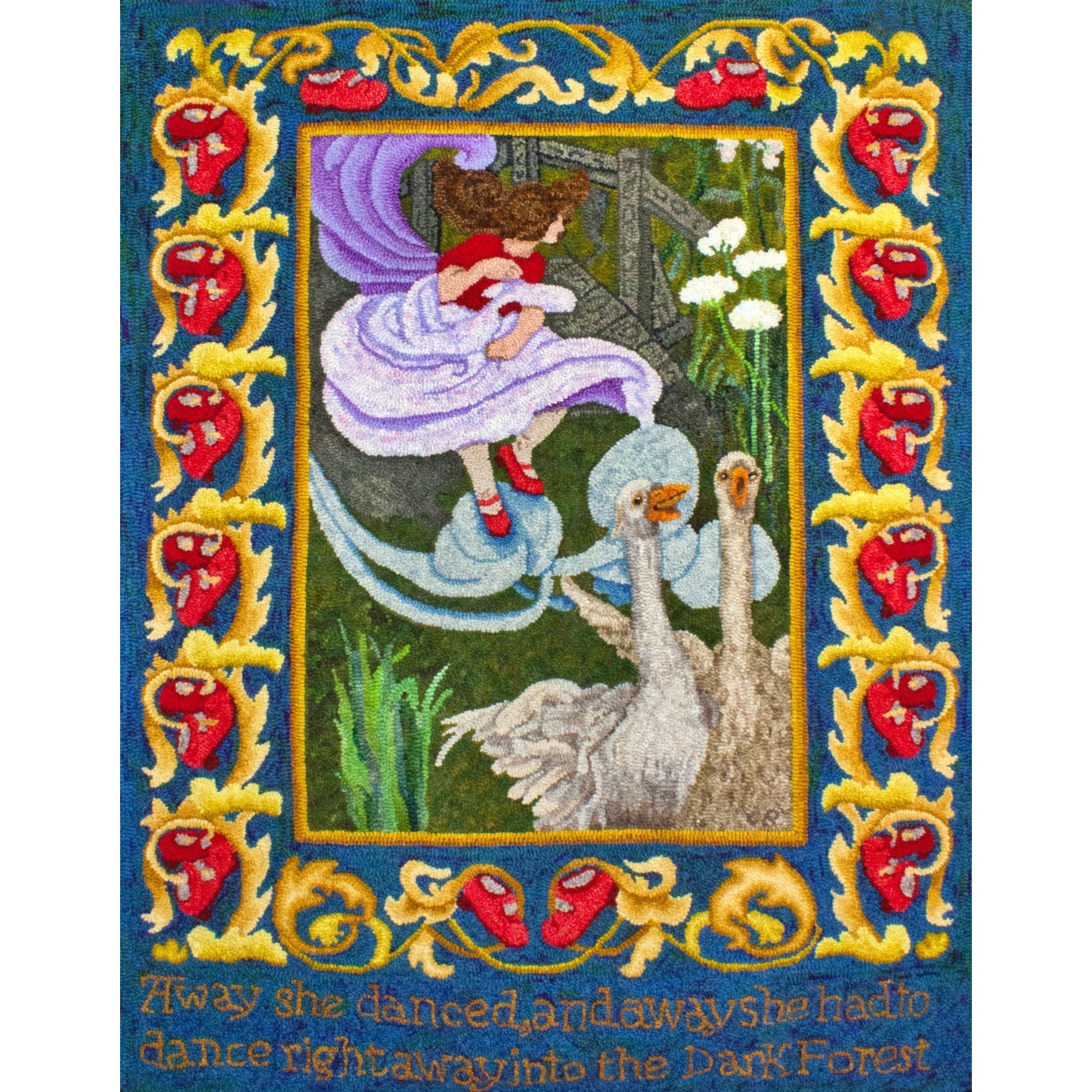 The Red Shoes Fairy Tales, ill. Charles Roninson, 1899, rug hooked by Vivily Powers