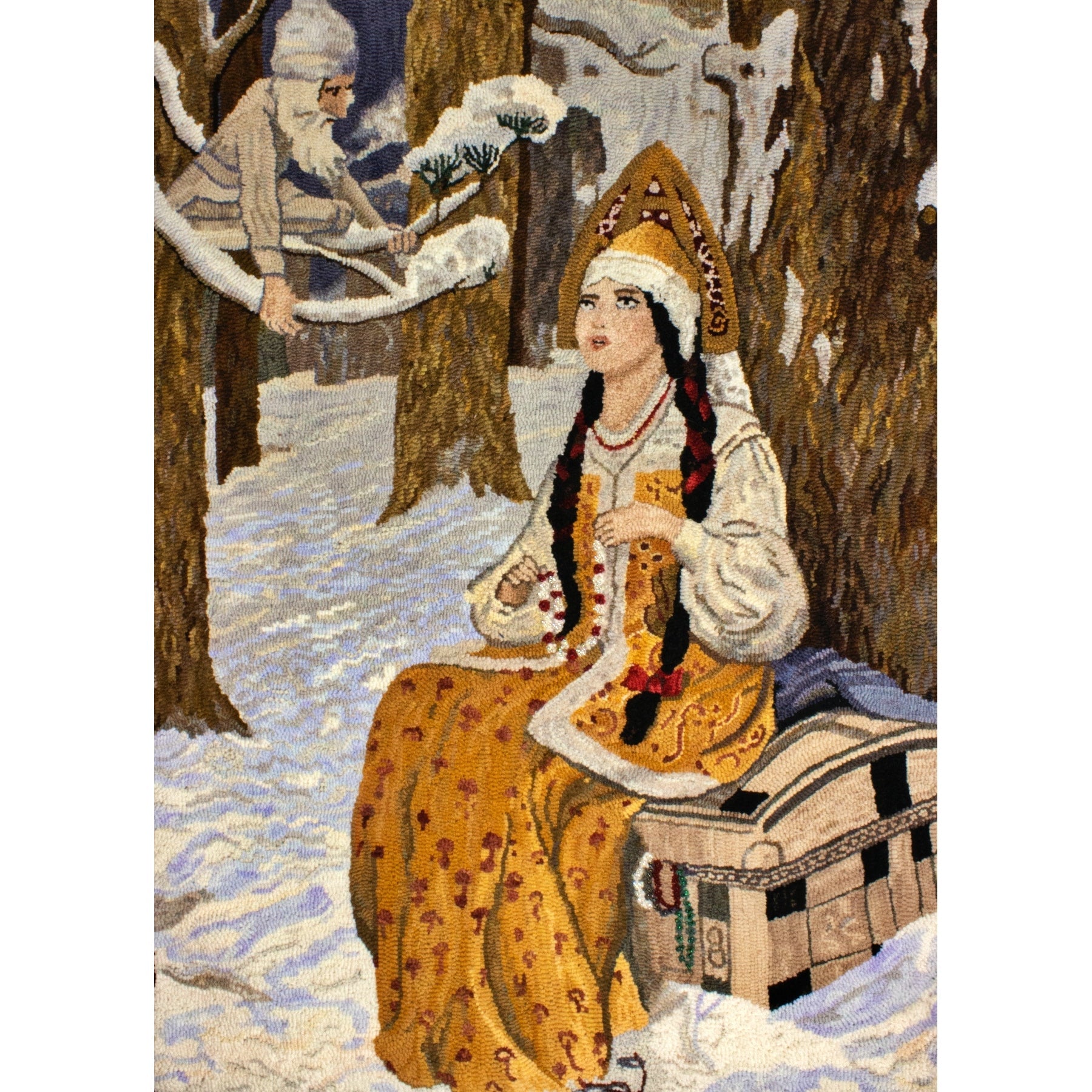 The Frost, ill. Arthur A Dixon, 1917, rug hooked by Connie Bradley