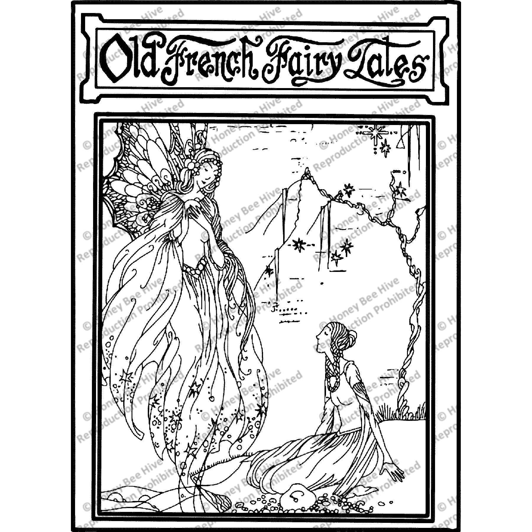 Old French Fairy Tales Book Cover ill. Virginia Frances Sterrett, 1920, rug hooking pattern