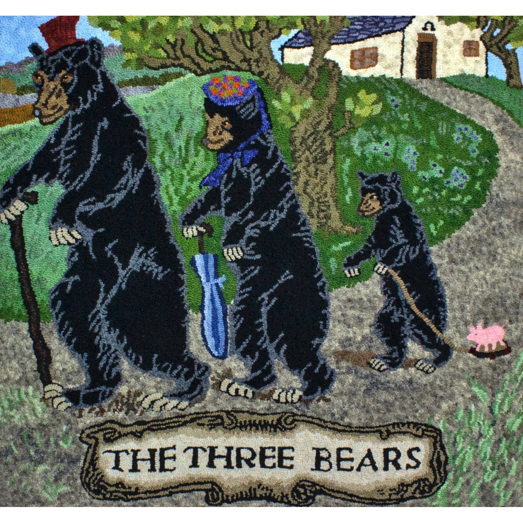 The Three Bears, ill. Herbert Cole, 1906, rug hooked by Cheryl Singley