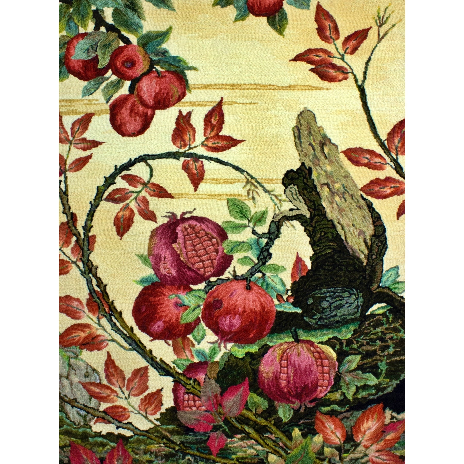 The Trees and the Bramble, Ill. E.J.  Detmold, 1909, rug hooked by Jane McGown Flynn