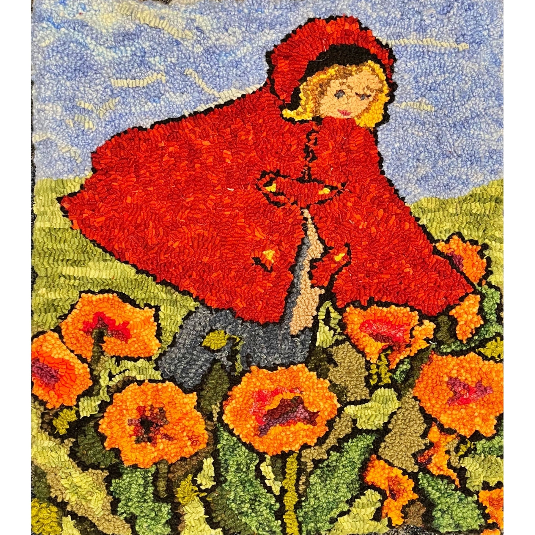 Red Riding Hood Poster, rug hooked by Sherrie Peterson