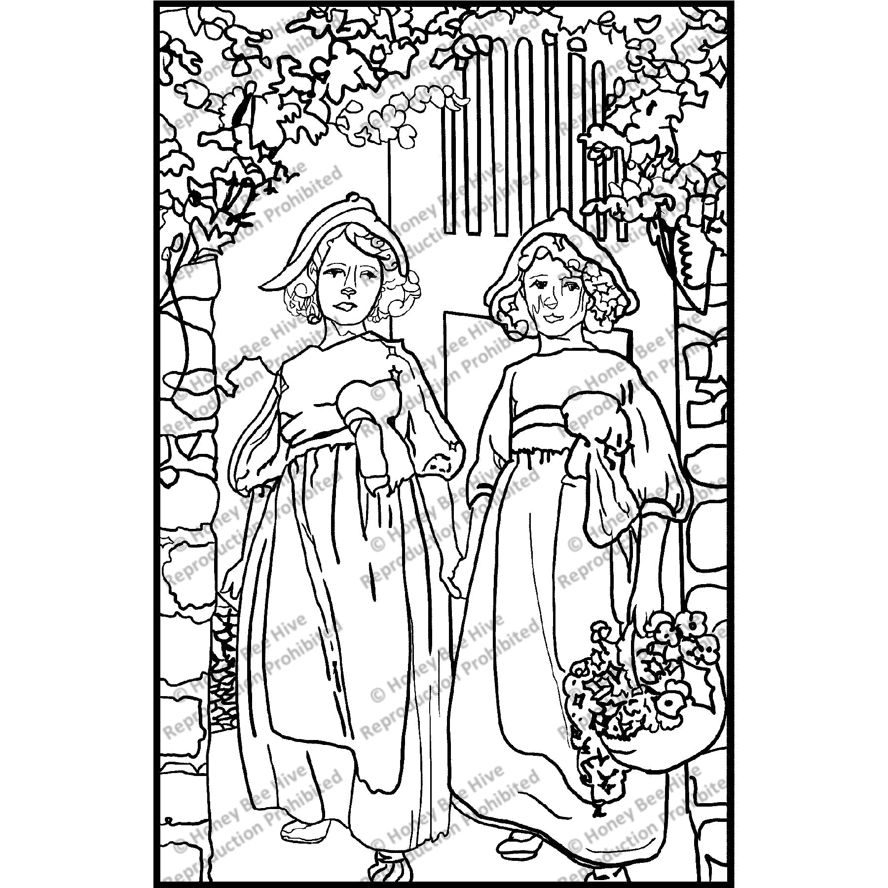 Rose Red & Snow Whitel Ill. Jessine Wilcox Smith, 1911., rug hooking pattern