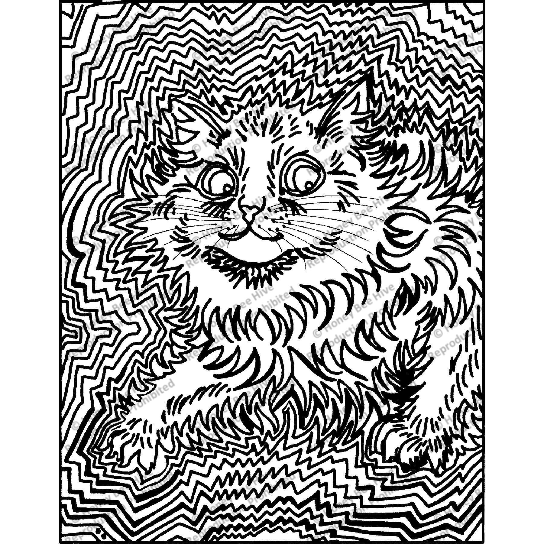 Electric Cat - Full by Louis Wain, rug hooking pattern